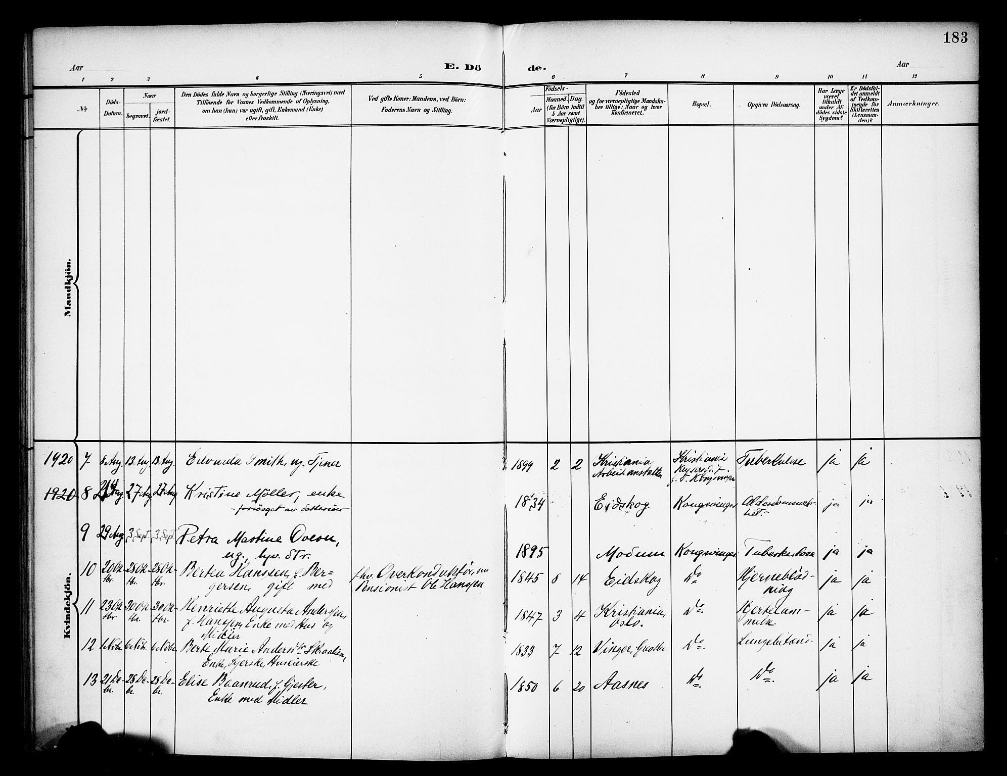 Vinger prestekontor, SAH/PREST-024/H/Ha/Haa/L0016: Parish register (official) no. 16, 1898-1920, p. 183