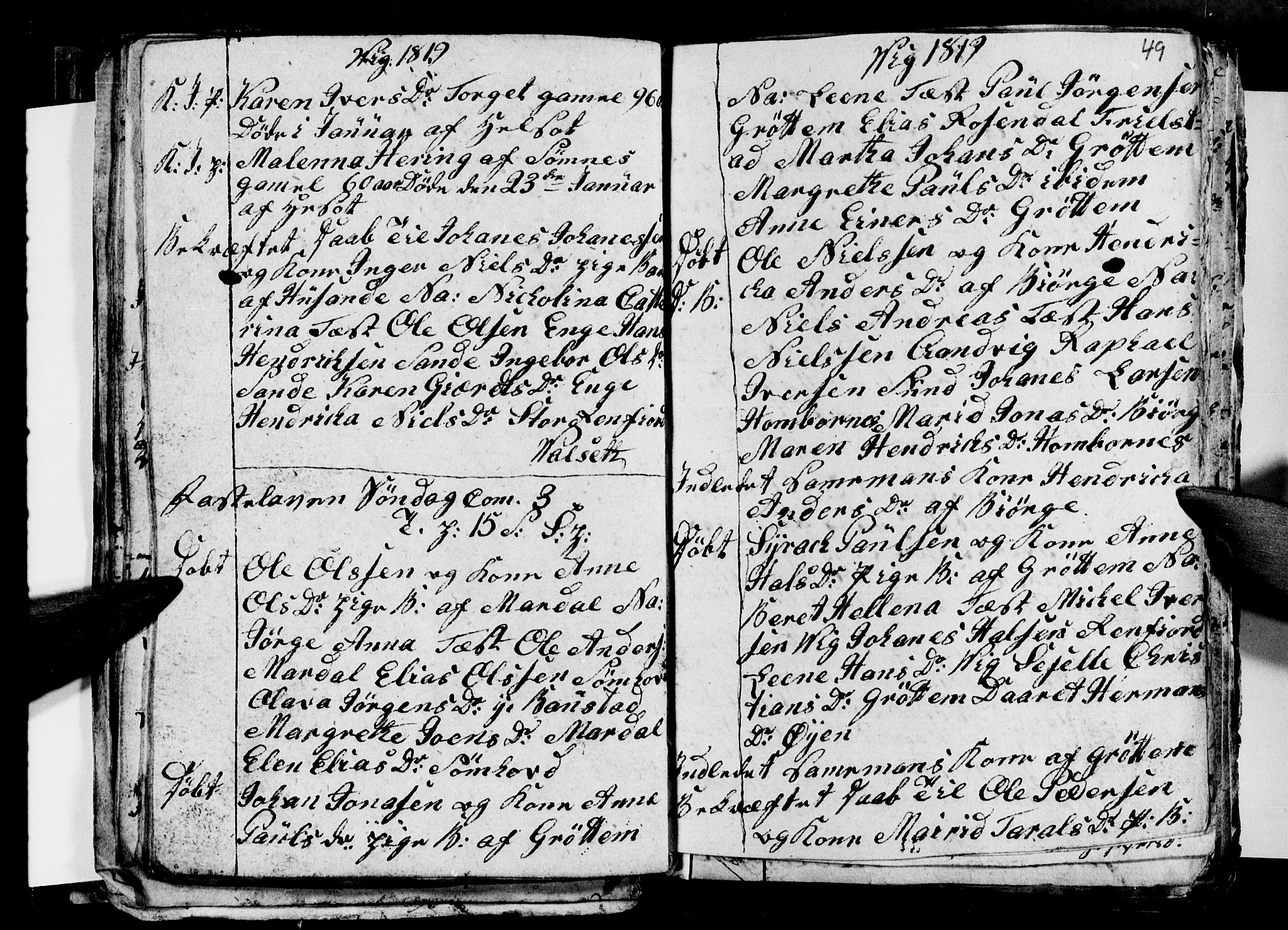 Ministerialprotokoller, klokkerbøker og fødselsregistre - Nordland, AV/SAT-A-1459/812/L0185: Parish register (copy) no. 812C03, 1815-1837, p. 49