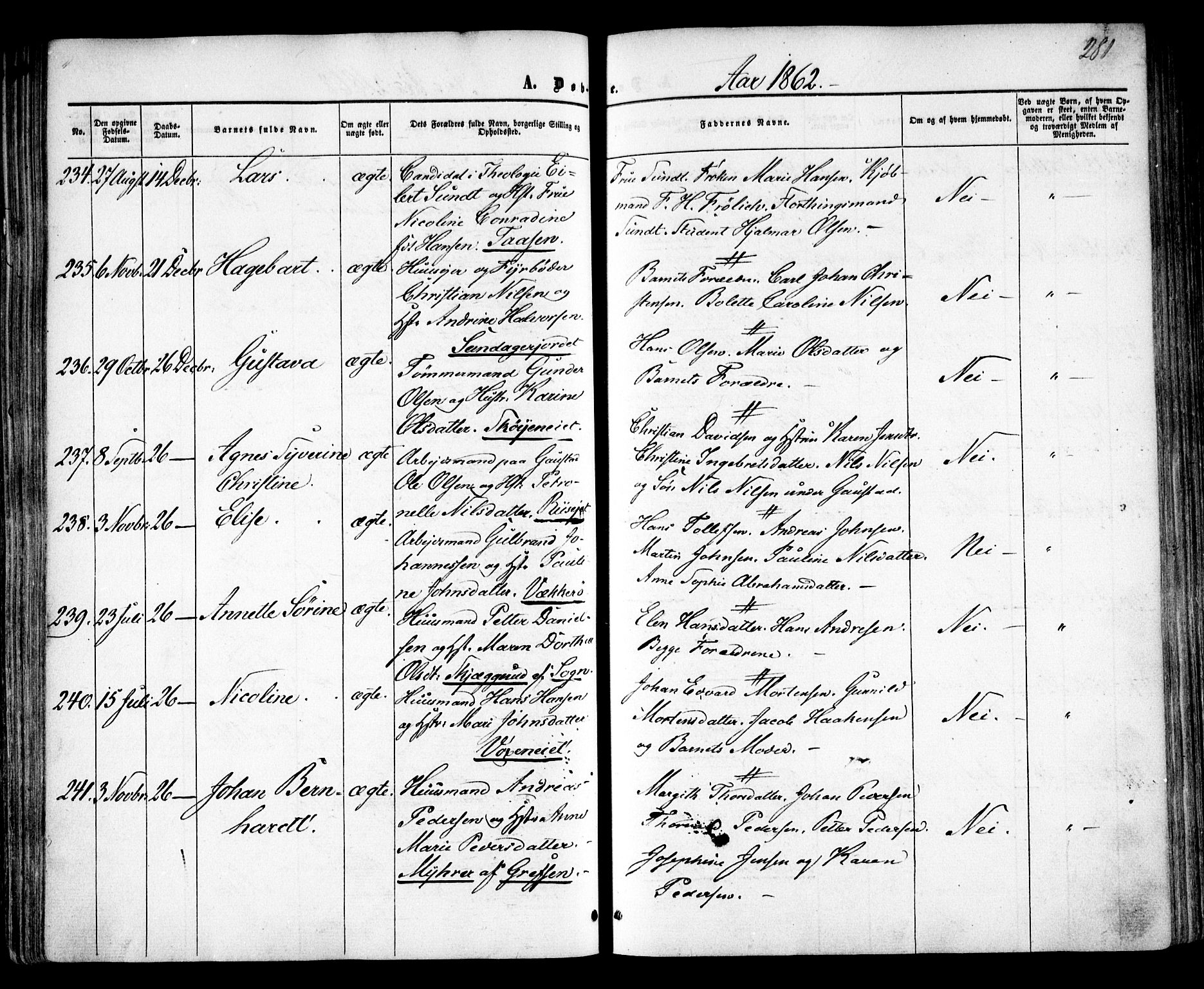 Vestre Aker prestekontor Kirkebøker, AV/SAO-A-10025/F/Fa/L0003: Parish register (official) no. 3, 1857-1868, p. 281