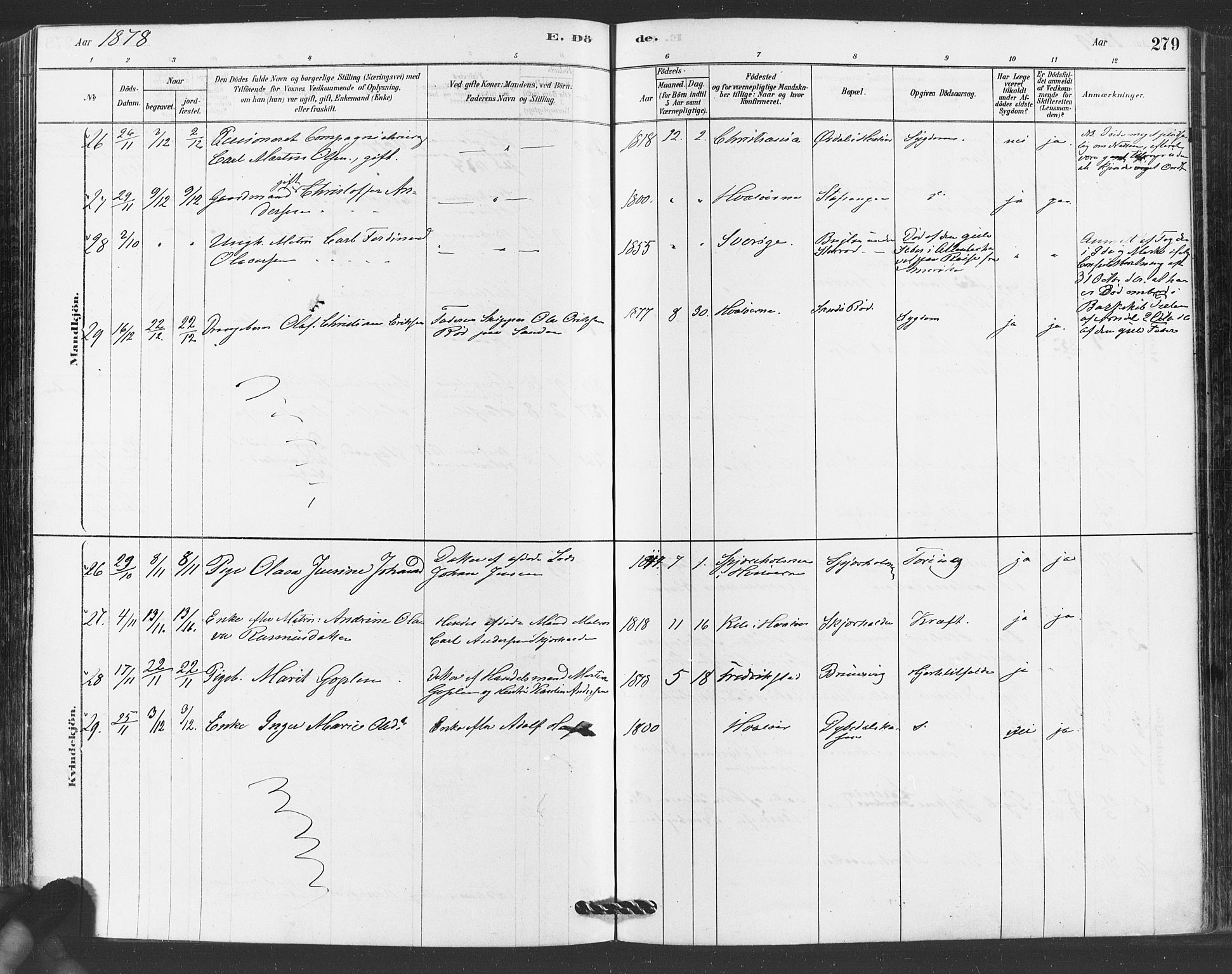 Hvaler prestekontor Kirkebøker, AV/SAO-A-2001/F/Fa/L0008: Parish register (official) no. I 8, 1878-1895, p. 279