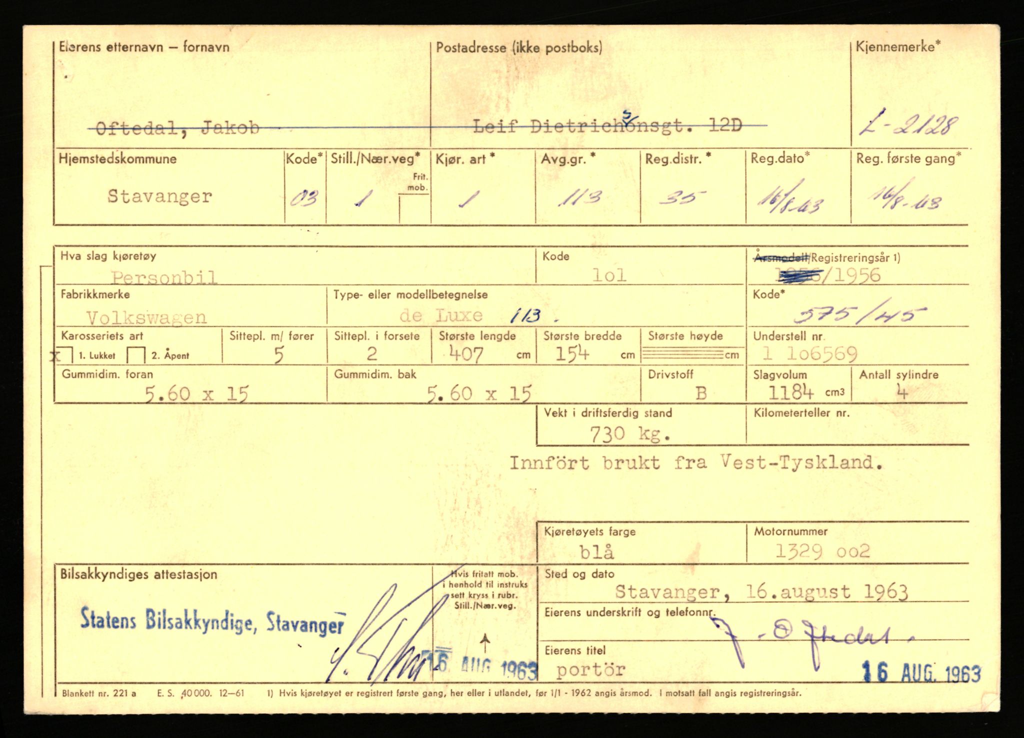 Stavanger trafikkstasjon, AV/SAST-A-101942/0/F/L0006: L-1700 - L-2149, 1930-1971, p. 1963