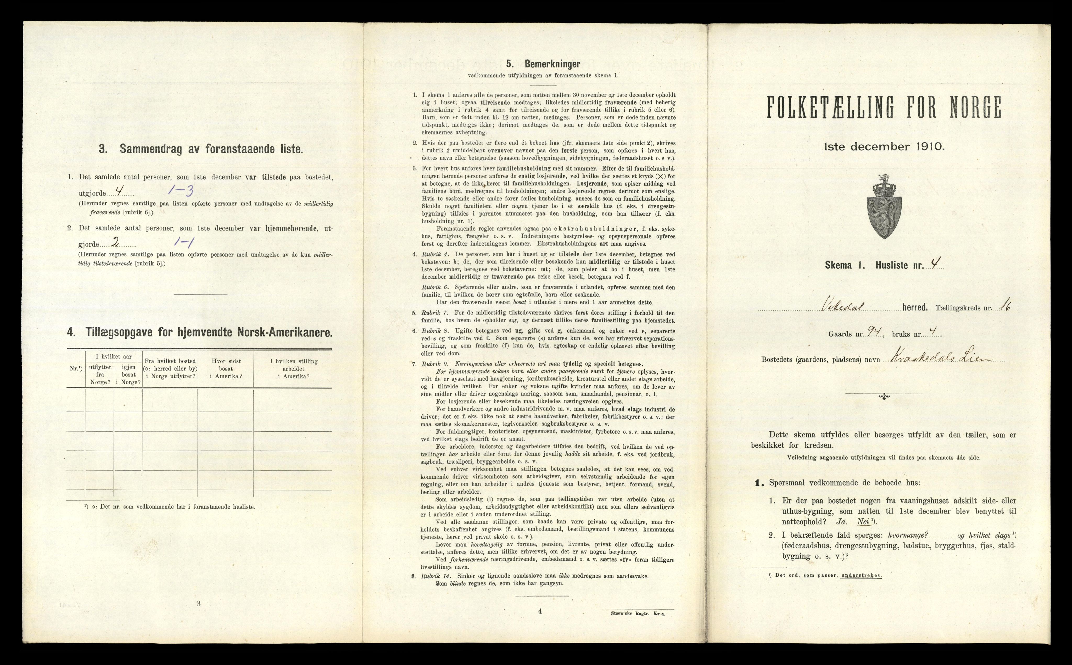 RA, 1910 census for Vikedal, 1910, p. 997