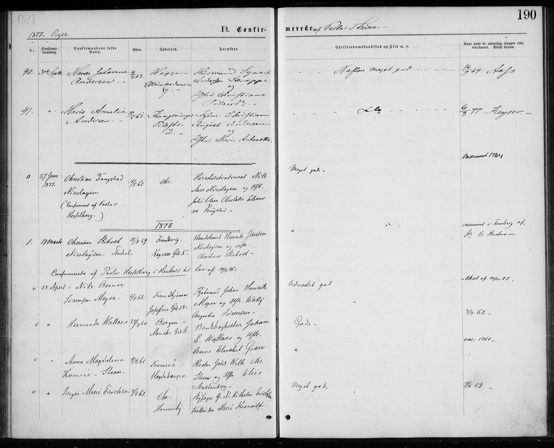 Trefoldighet prestekontor Kirkebøker, AV/SAO-A-10882/F/Fb/L0002: Parish register (official) no. II 2, 1871-1880, p. 190