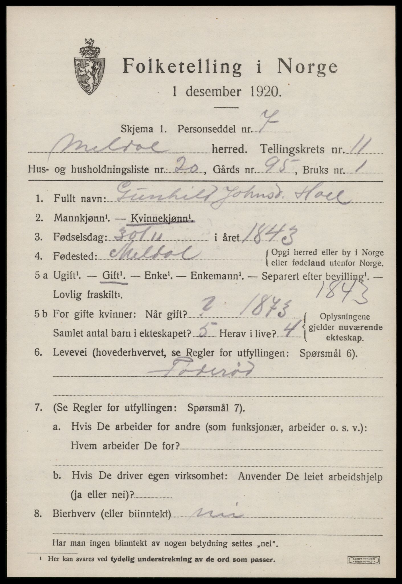 SAT, 1920 census for Meldal, 1920, p. 8717