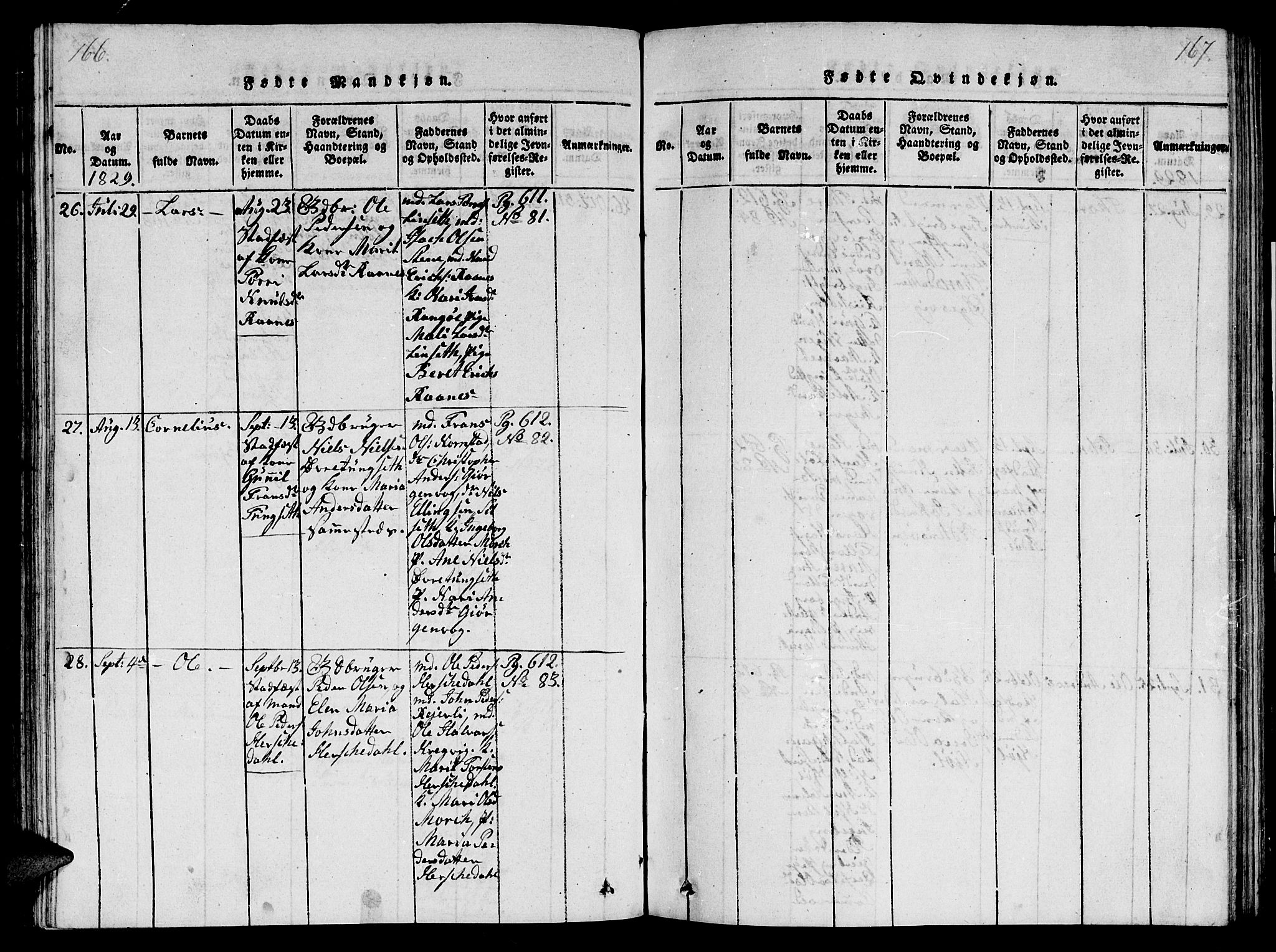 Ministerialprotokoller, klokkerbøker og fødselsregistre - Møre og Romsdal, AV/SAT-A-1454/570/L0831: Parish register (official) no. 570A05, 1819-1829, p. 166-167