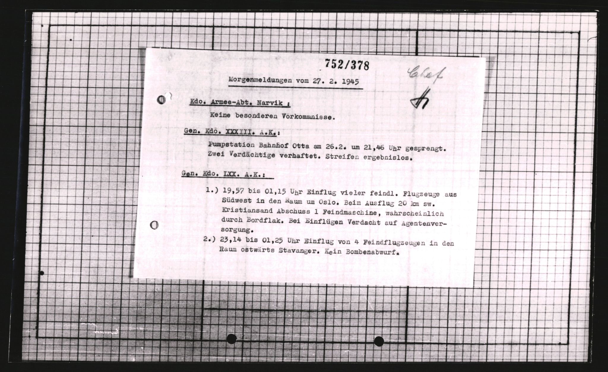 Forsvarets Overkommando. 2 kontor. Arkiv 11.4. Spredte tyske arkivsaker, AV/RA-RAFA-7031/D/Dar/Dara/L0007: Krigsdagbøker for 20. Gebirgs-Armee-Oberkommando (AOK 20), 1945, p. 653