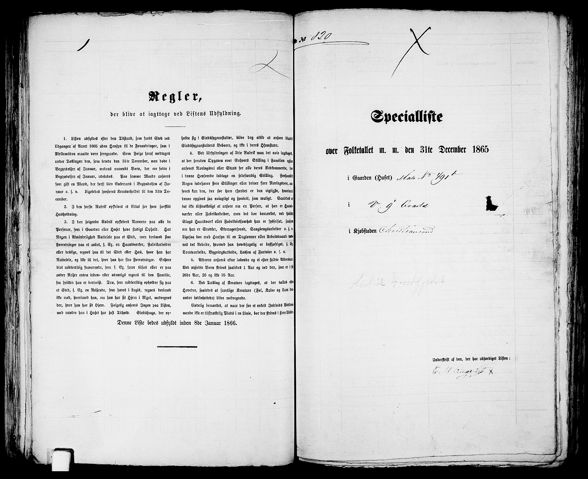 RA, 1865 census for Kristiansand, 1865, p. 1678