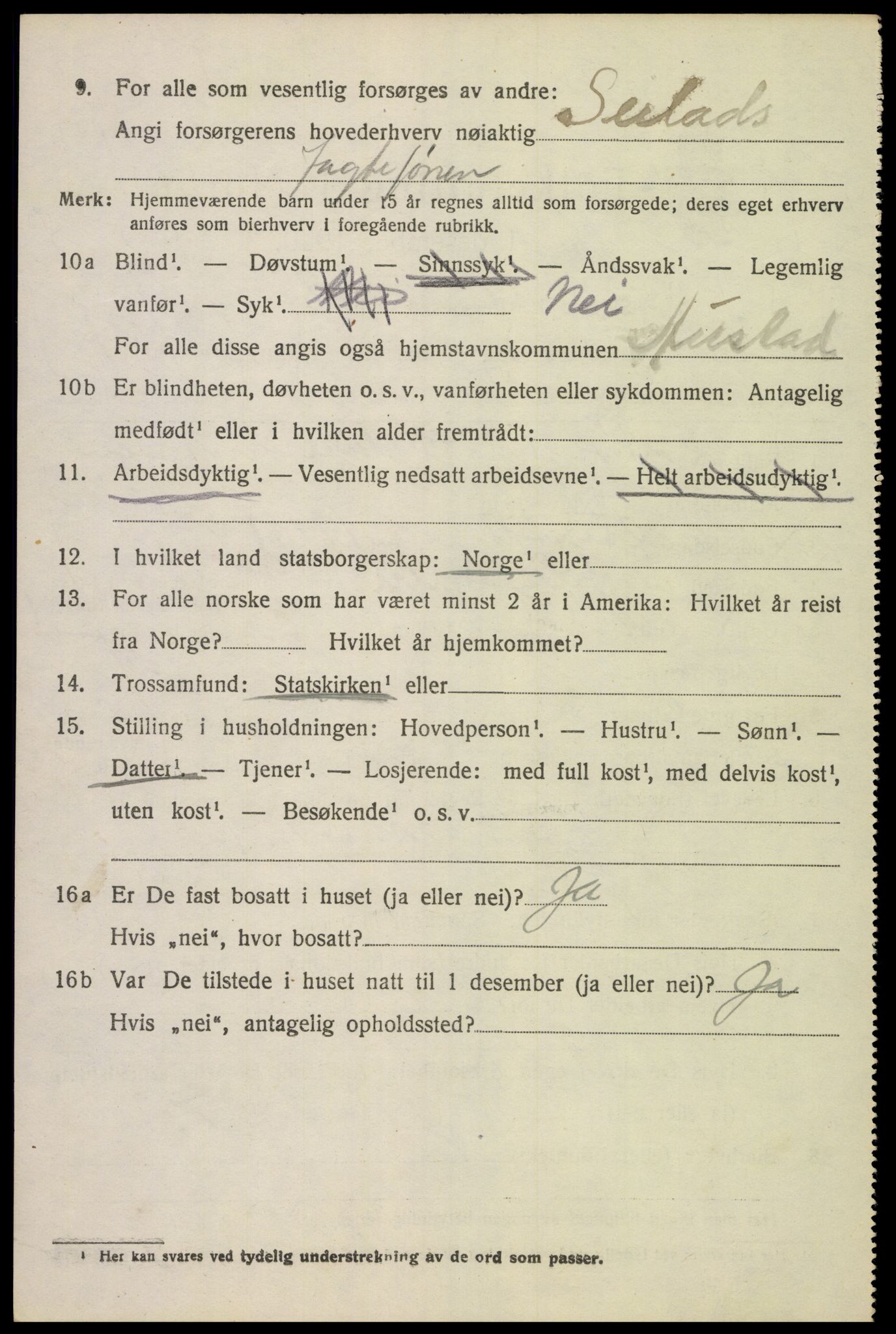 SAK, 1920 census for Austad, 1920, p. 724