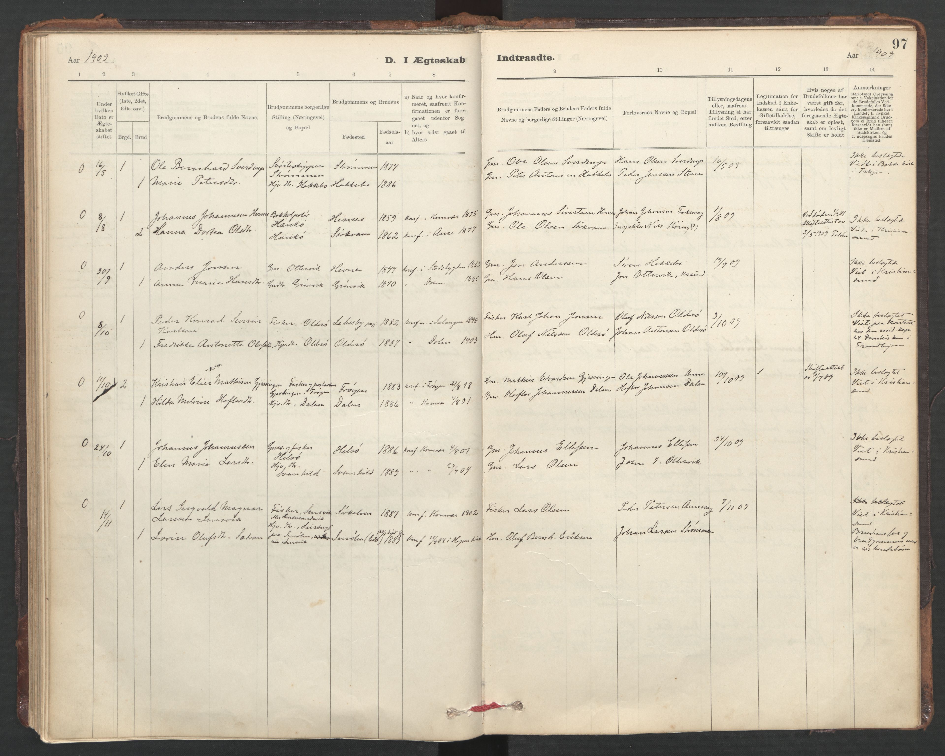 Ministerialprotokoller, klokkerbøker og fødselsregistre - Sør-Trøndelag, SAT/A-1456/635/L0552: Parish register (official) no. 635A02, 1899-1919, p. 97