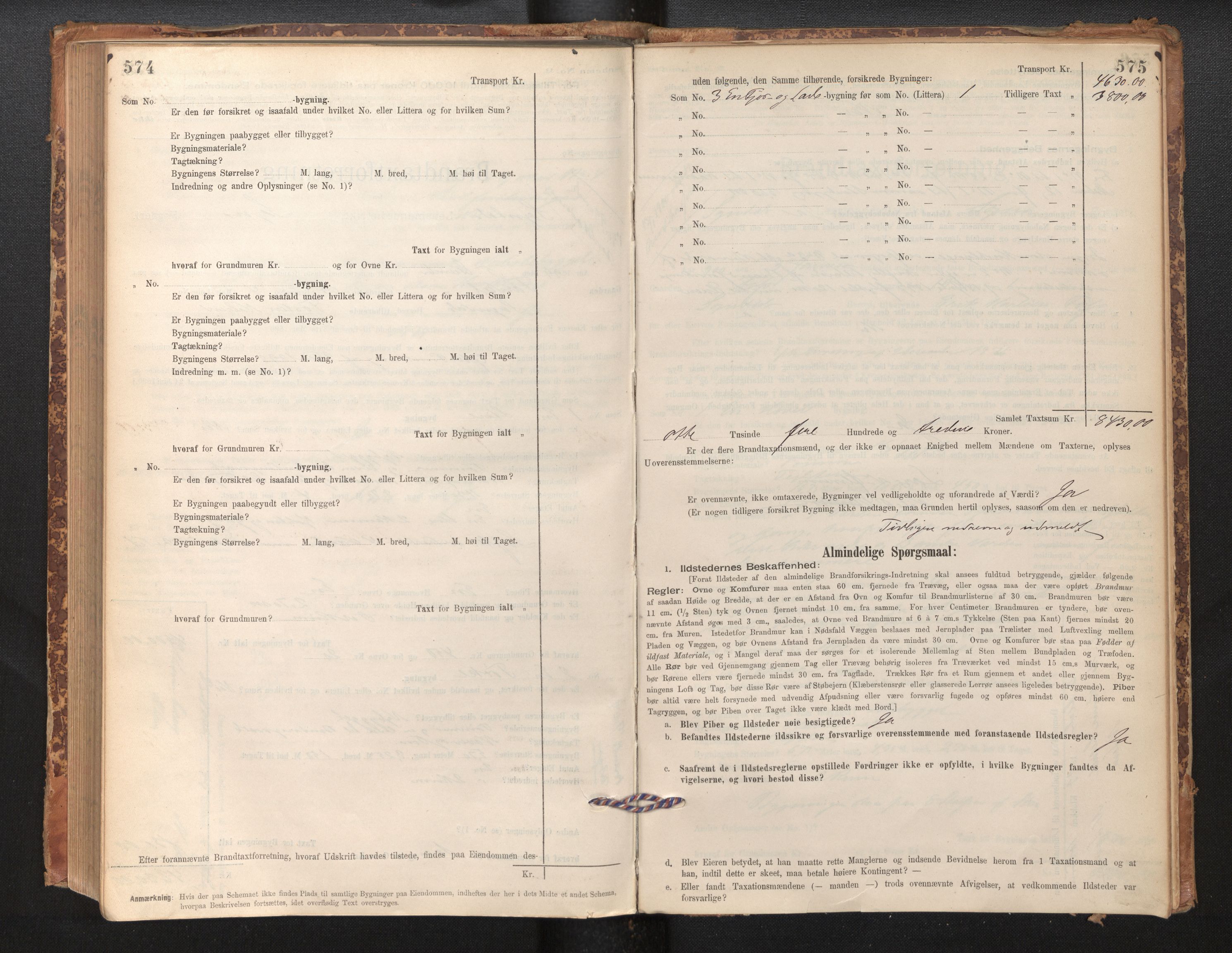 Lensmannen i Sogndal, AV/SAB-A-29901/0012/L0008: Branntakstprotokoll, skjematakst, 1895-1906, p. 574-575