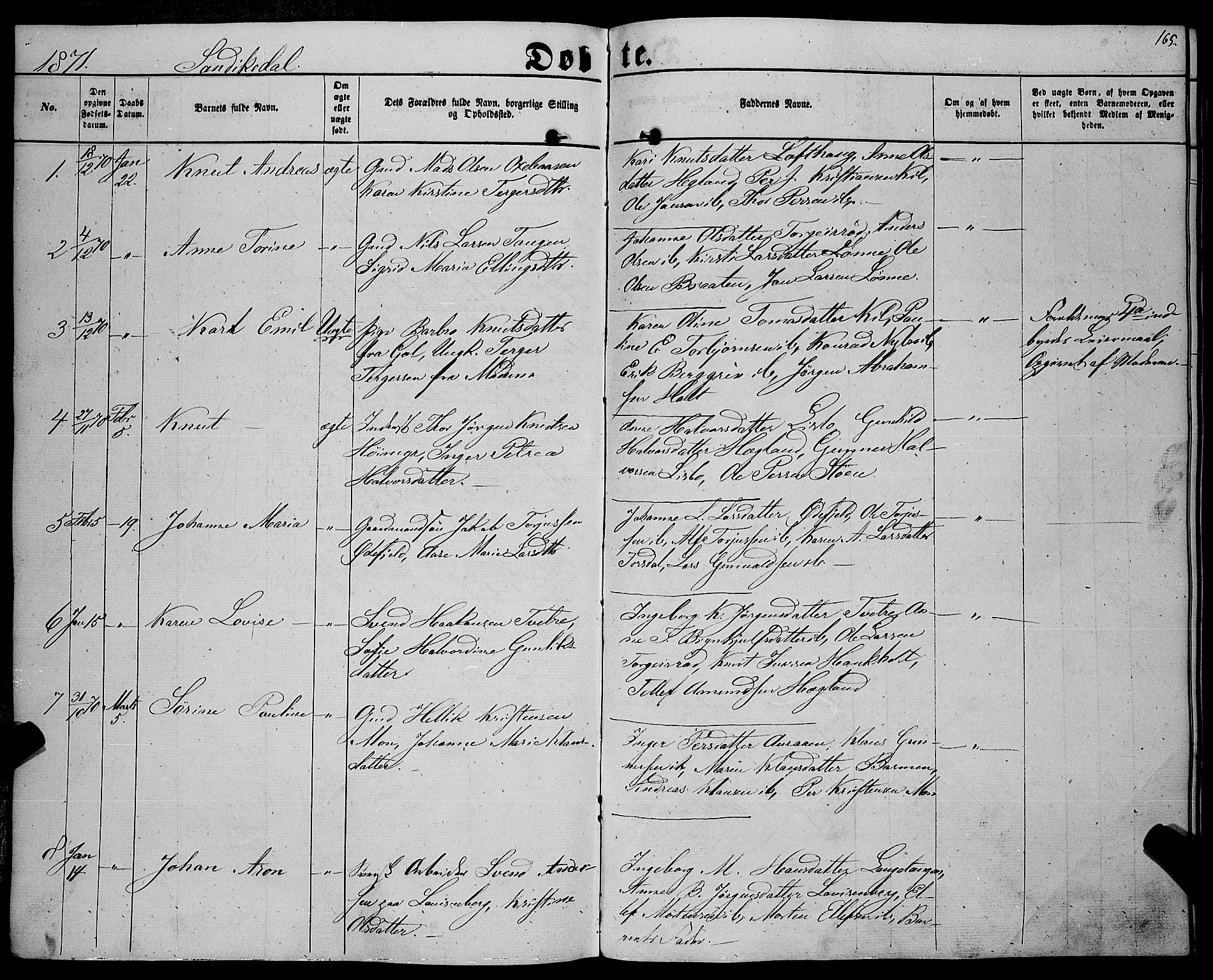 Sannidal kirkebøker, SAKO/A-296/F/Fa/L0011: Parish register (official) no. 11, 1863-1873, p. 165