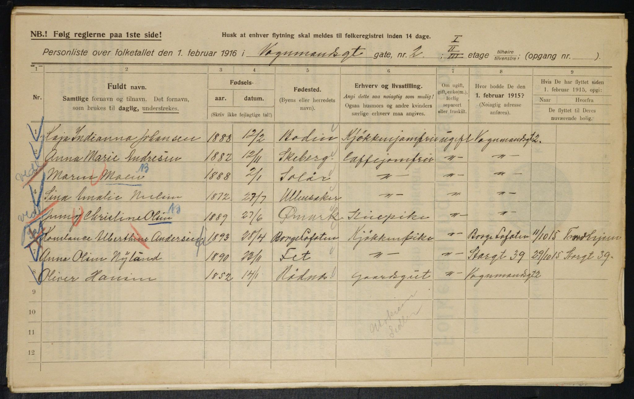 OBA, Municipal Census 1916 for Kristiania, 1916, p. 127809