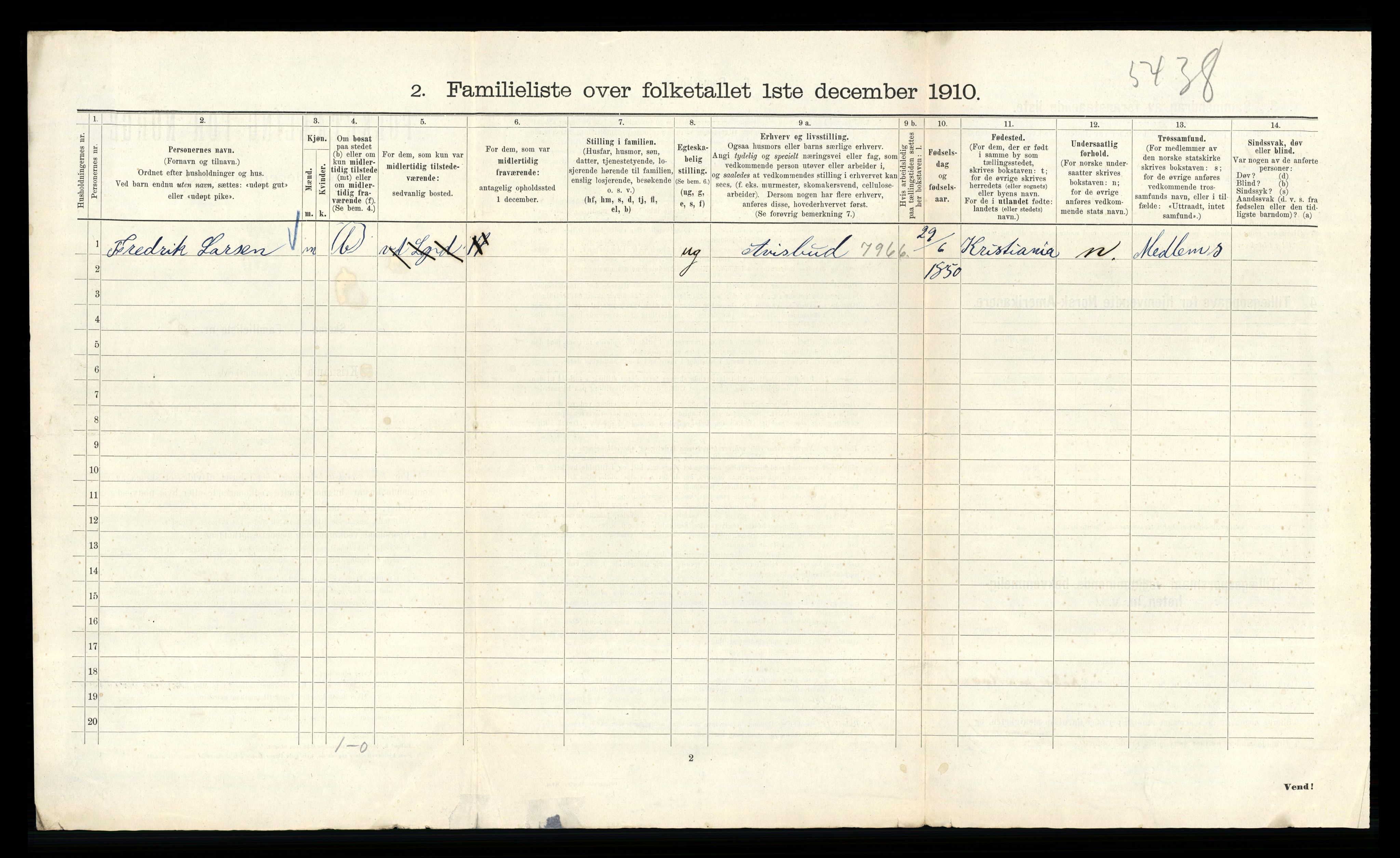 RA, 1910 census for Kristiania, 1910, p. 120954