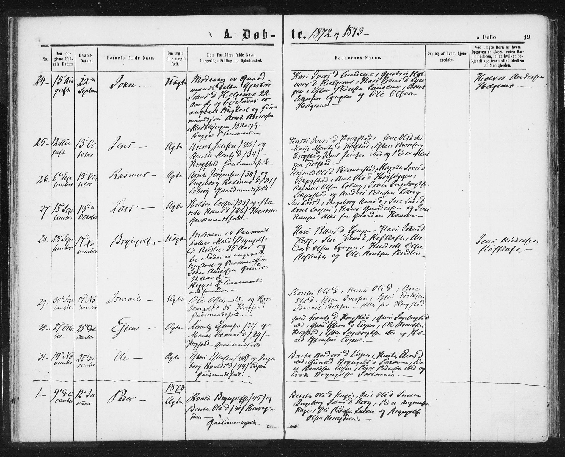 Ministerialprotokoller, klokkerbøker og fødselsregistre - Sør-Trøndelag, AV/SAT-A-1456/692/L1104: Parish register (official) no. 692A04, 1862-1878, p. 19