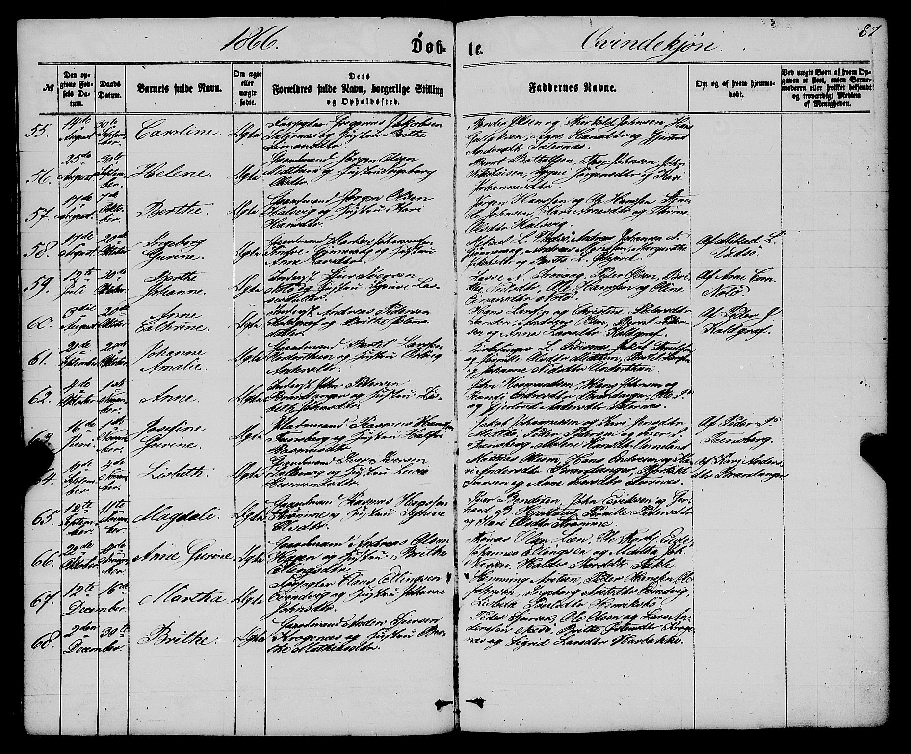 Gulen sokneprestembete, AV/SAB-A-80201/H/Haa/Haaa/L0022: Parish register (official) no. A 22, 1859-1869, p. 87