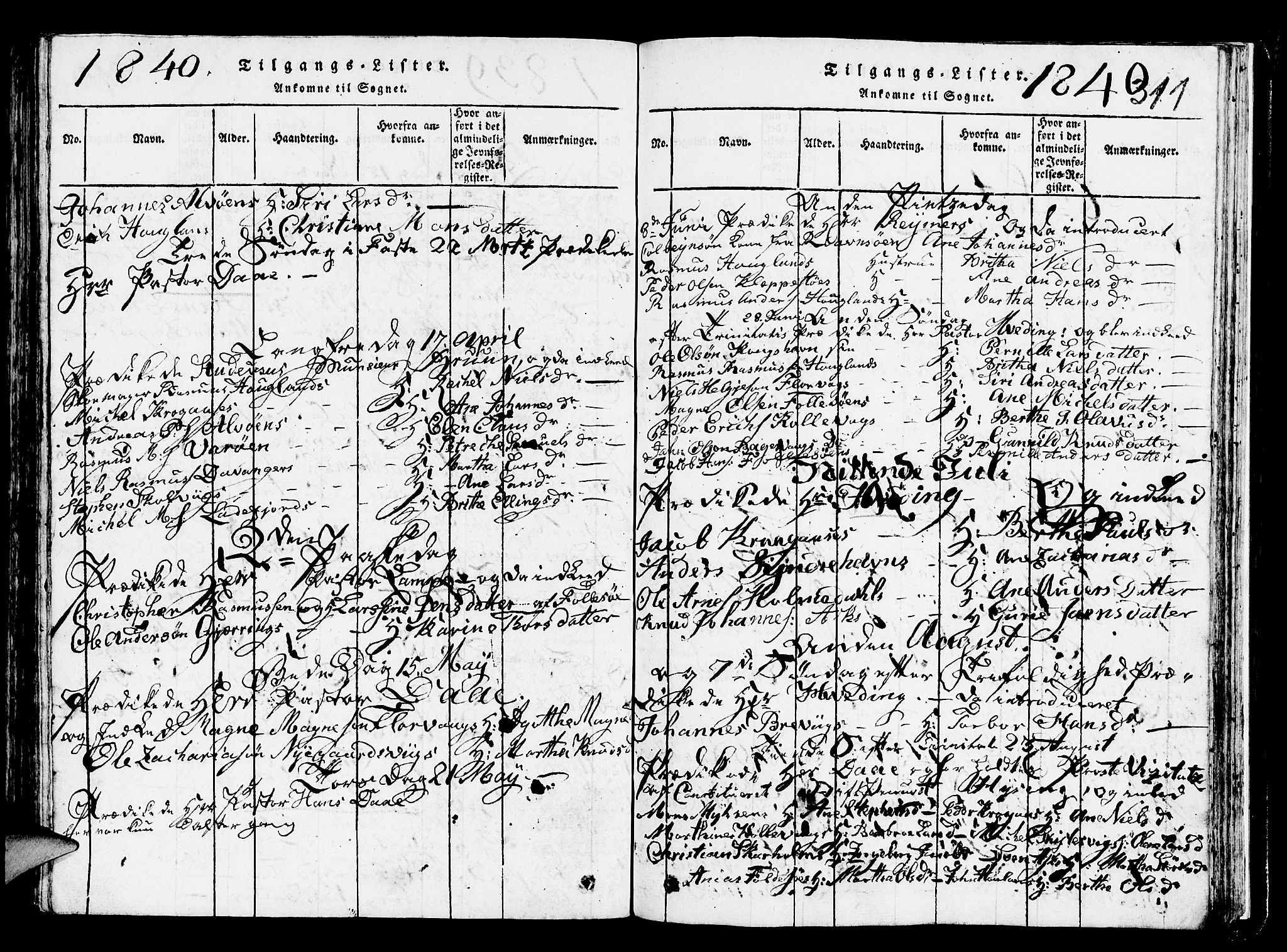 Askøy Sokneprestembete, SAB/A-74101/H/Ha/Hab/Haba/L0002: Parish register (copy) no. A 2, 1815-1846, p. 311