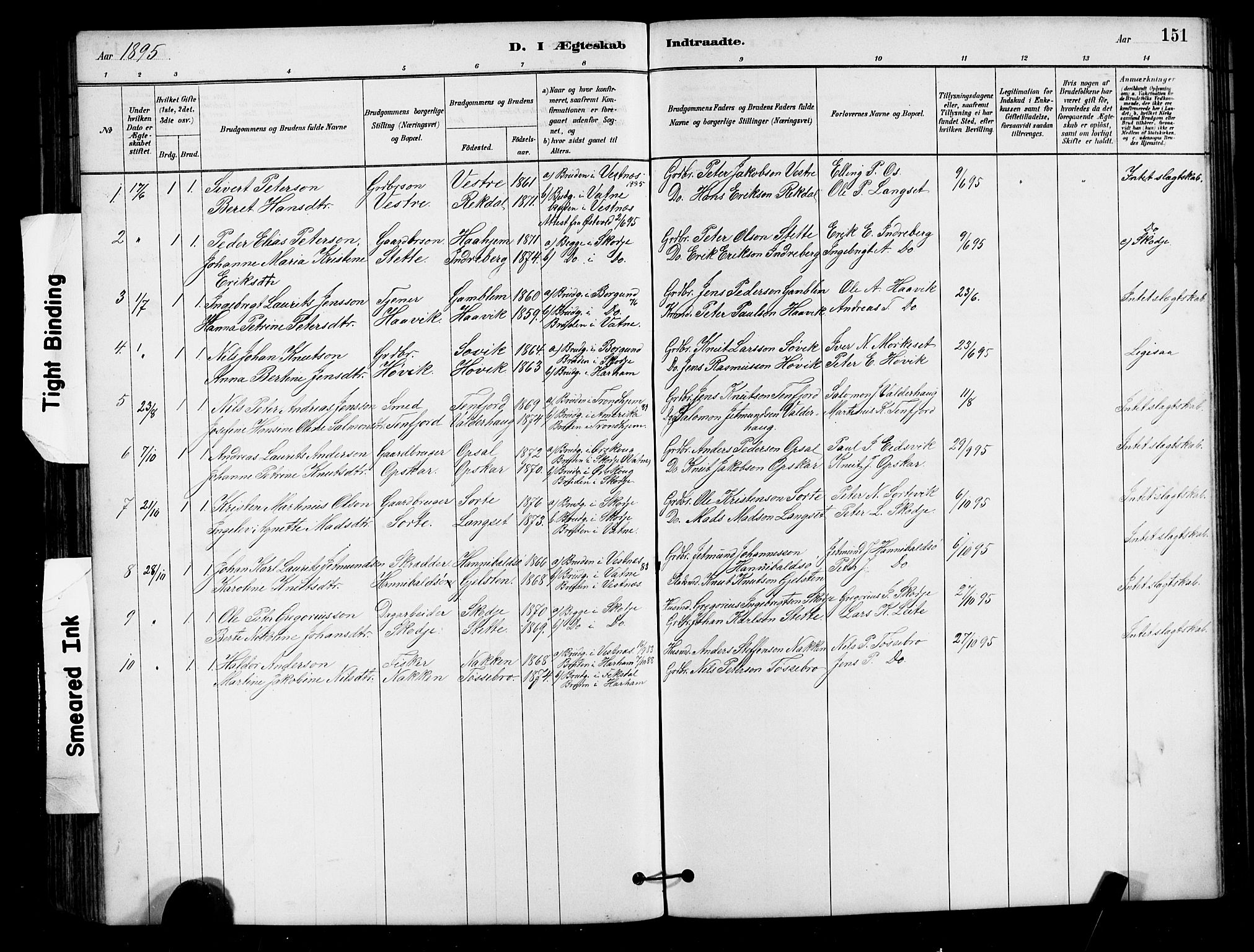 Ministerialprotokoller, klokkerbøker og fødselsregistre - Møre og Romsdal, AV/SAT-A-1454/525/L0376: Parish register (copy) no. 525C02, 1880-1902, p. 151