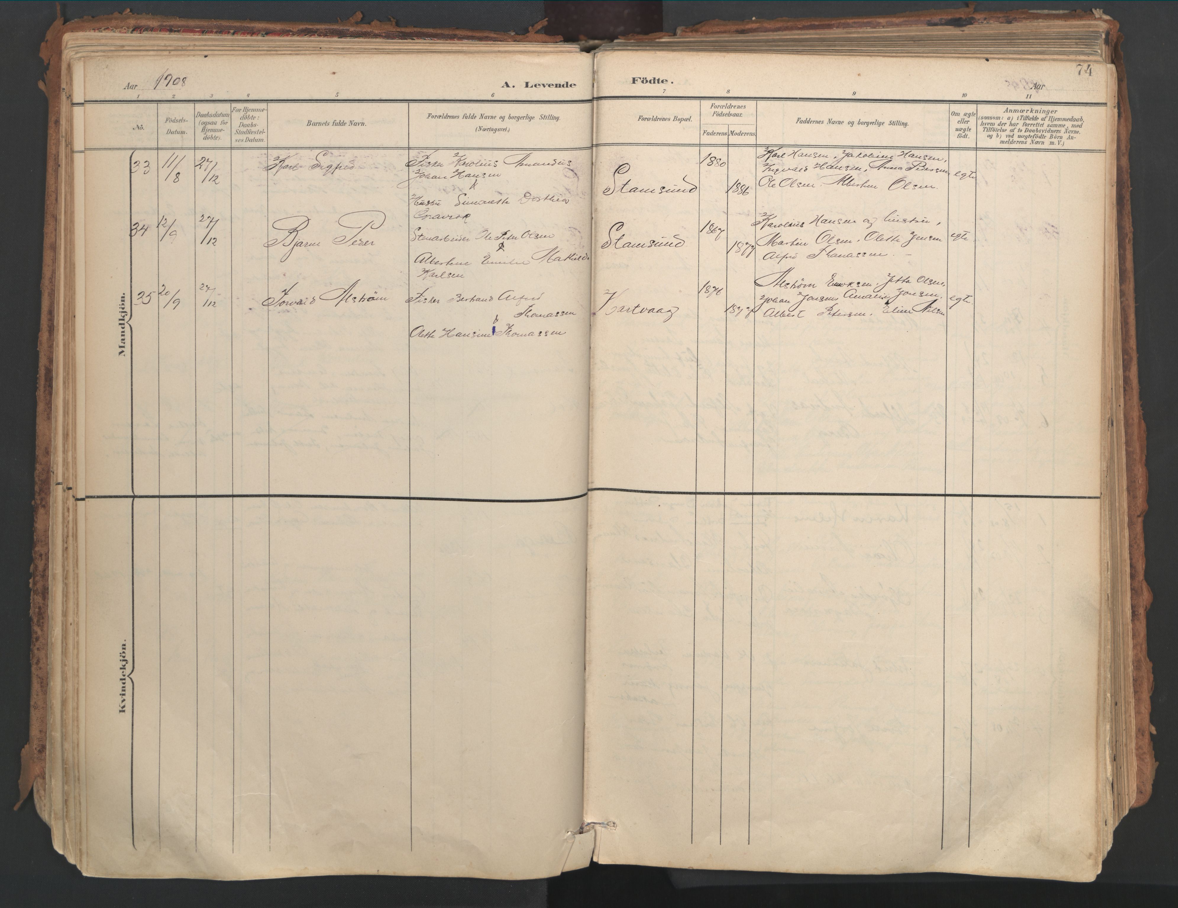 Ministerialprotokoller, klokkerbøker og fødselsregistre - Nordland, AV/SAT-A-1459/882/L1180: Parish register (official) no. 882A02, 1897-1913, p. 74