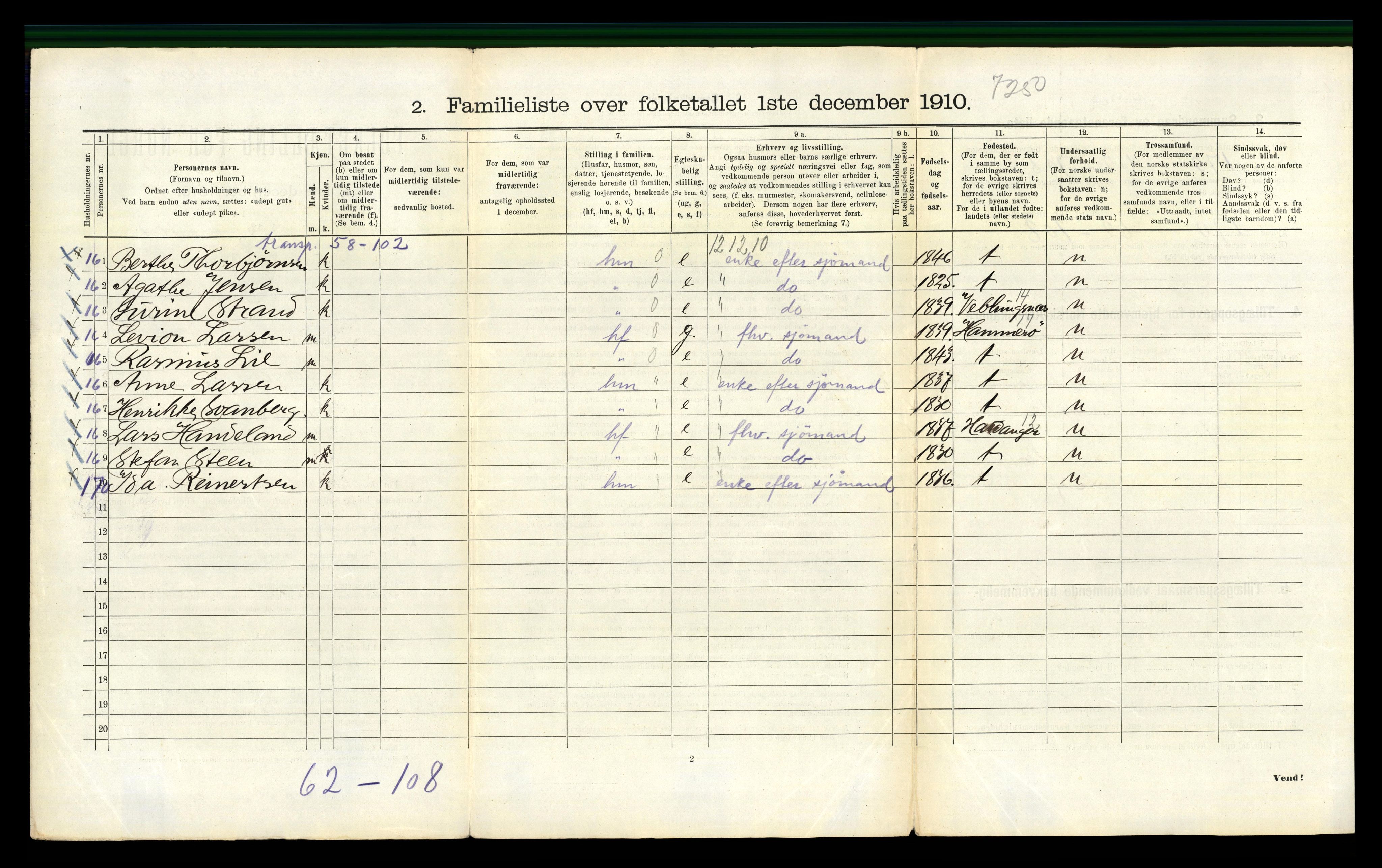 RA, 1910 census for Bergen, 1910, p. 10926