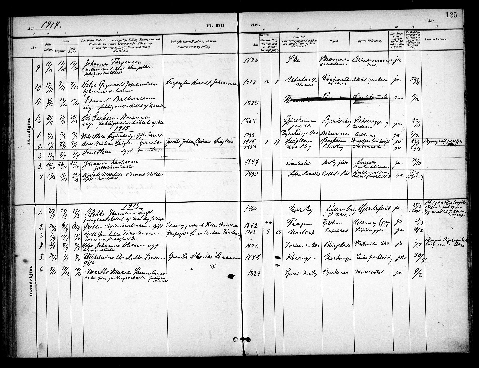 Ås prestekontor Kirkebøker, SAO/A-10894/F/Fb/L0002: Parish register (official) no. II 2, 1895-1916, p. 125
