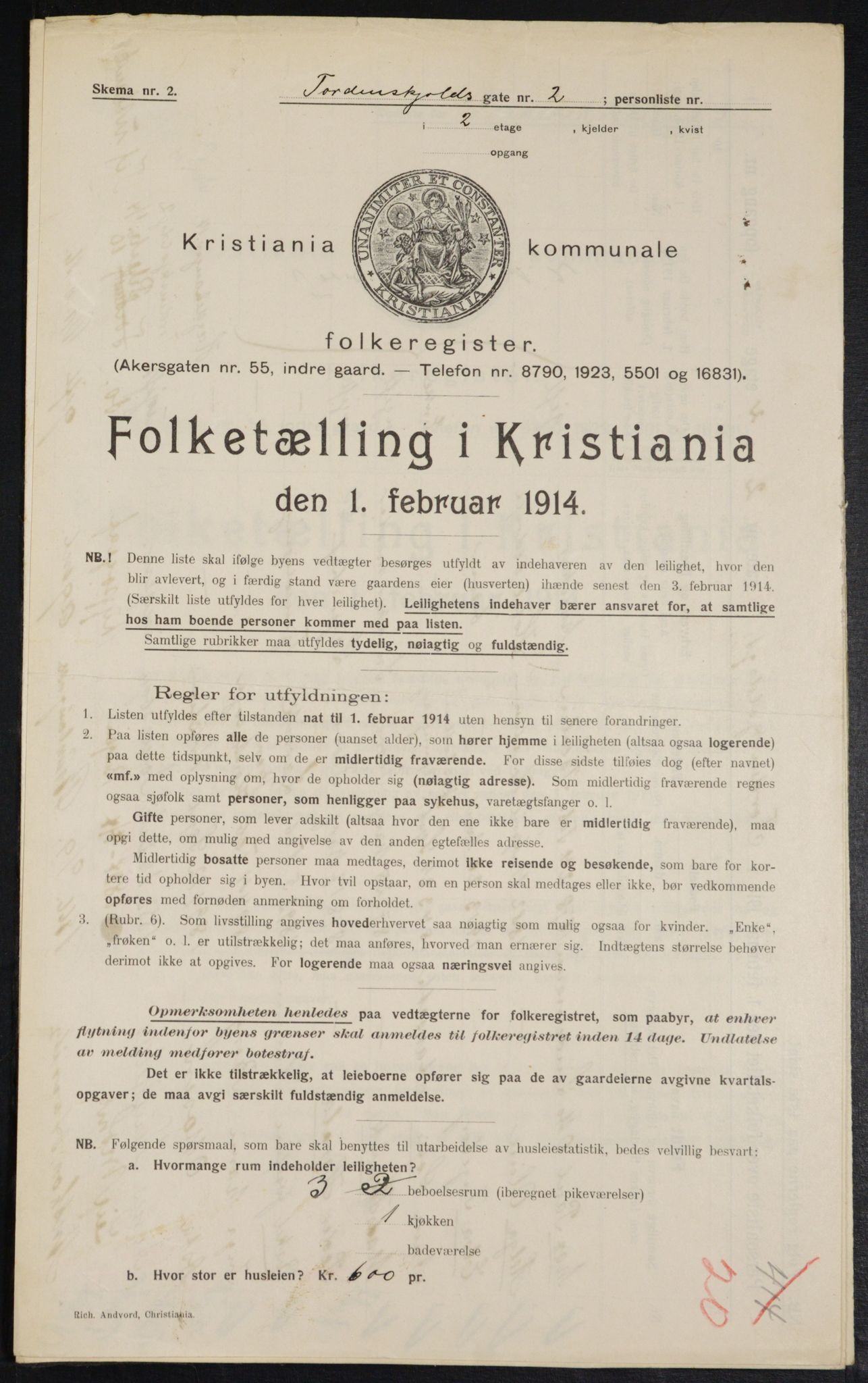 OBA, Municipal Census 1914 for Kristiania, 1914, p. 114564