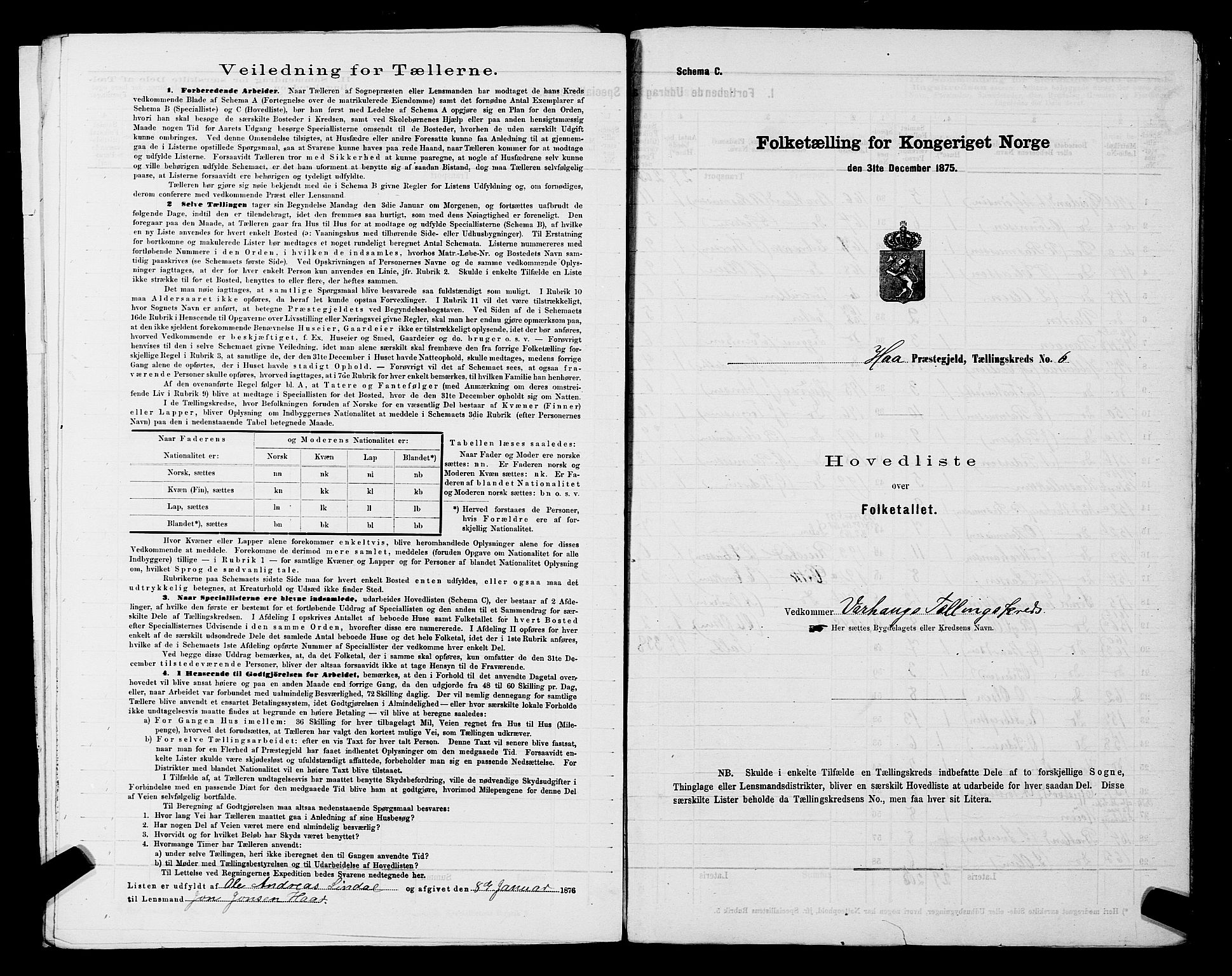 SAST, 1875 census for 1119P Hå, 1875, p. 19