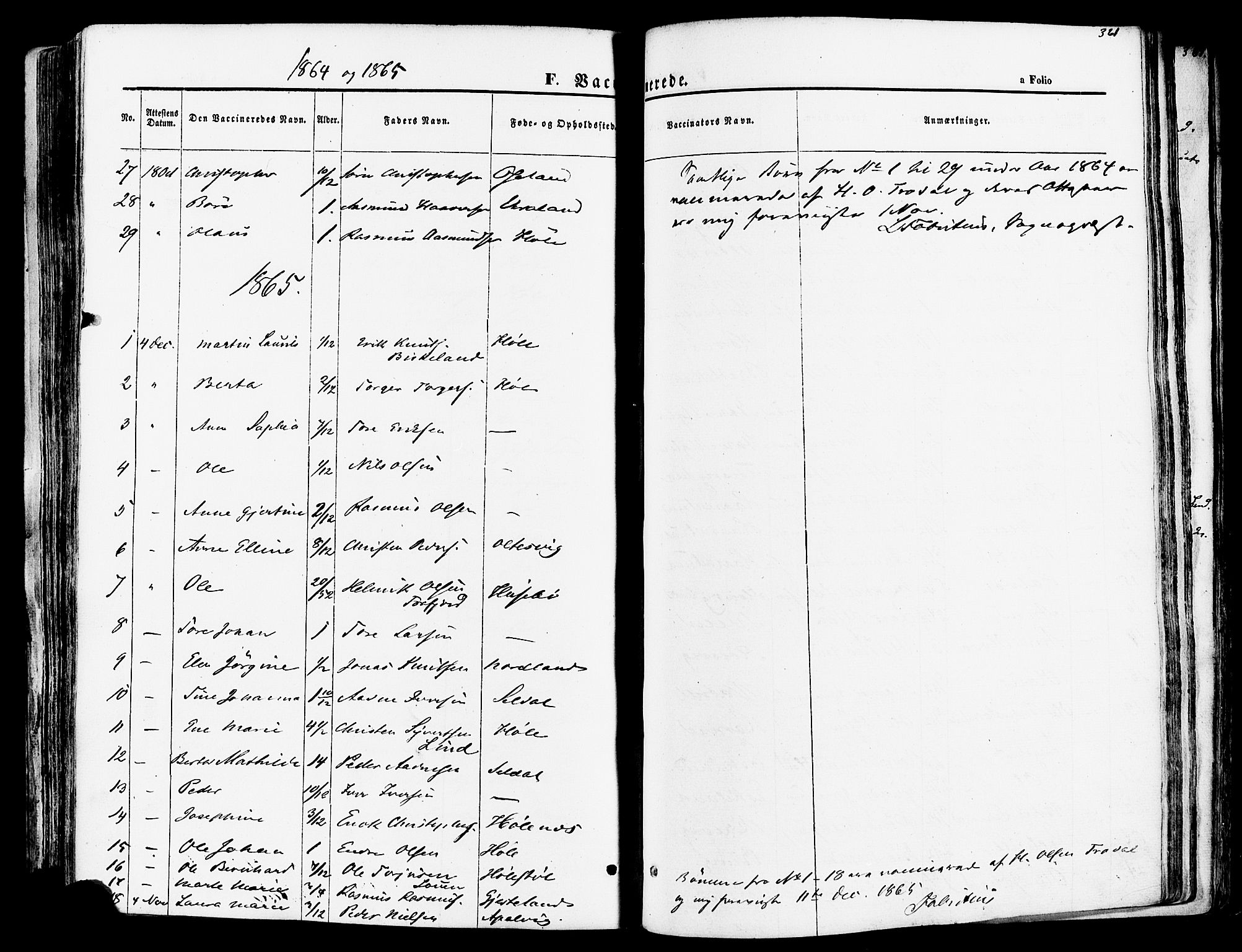 Høgsfjord sokneprestkontor, AV/SAST-A-101624/H/Ha/Haa/L0002: Parish register (official) no. A 2, 1855-1885, p. 361