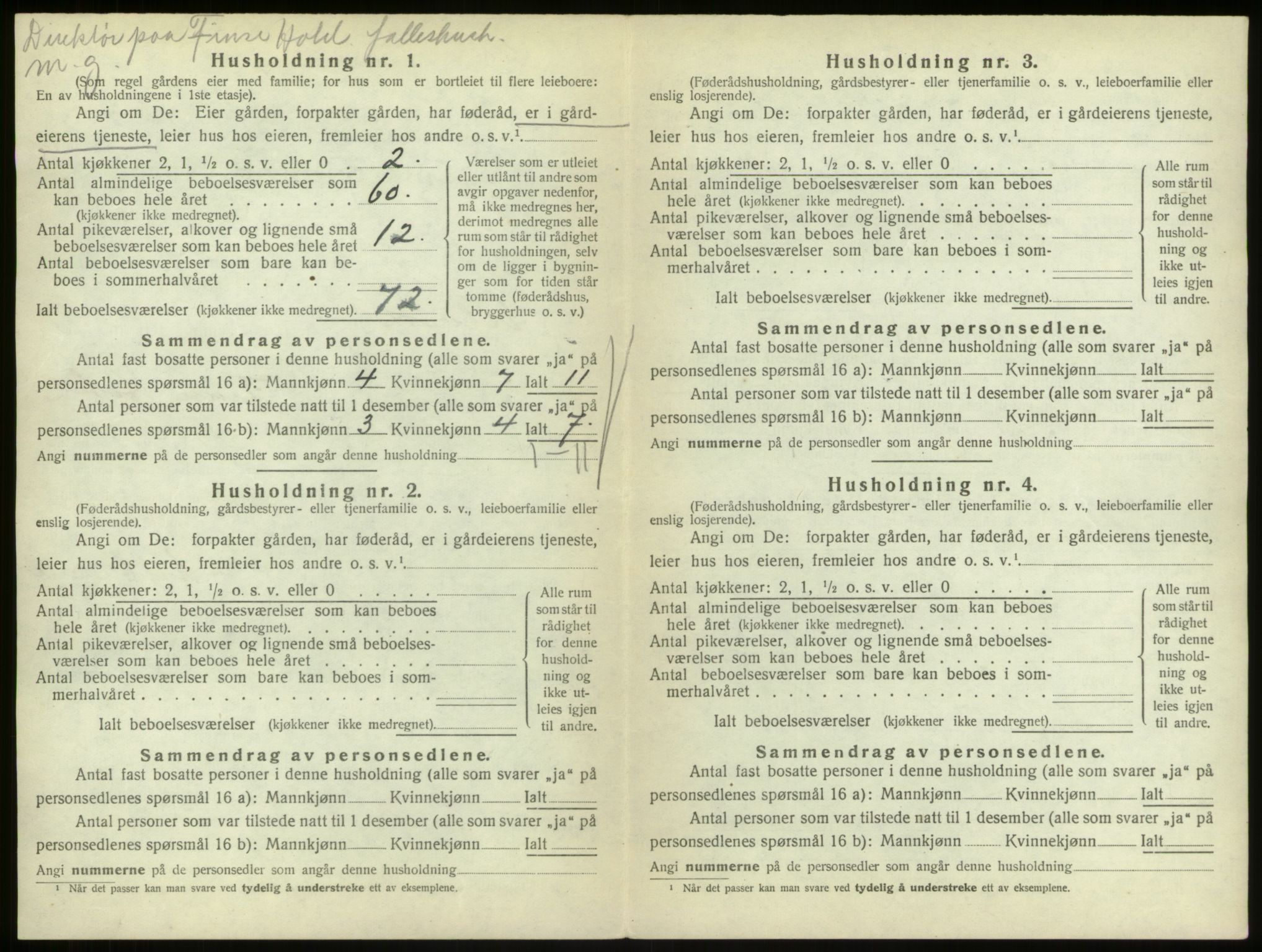 SAB, 1920 census for Ulvik, 1920, p. 72