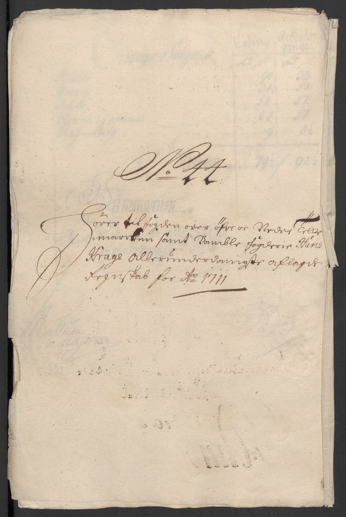 Rentekammeret inntil 1814, Reviderte regnskaper, Fogderegnskap, AV/RA-EA-4092/R36/L2120: Fogderegnskap Øvre og Nedre Telemark og Bamble, 1711, p. 346