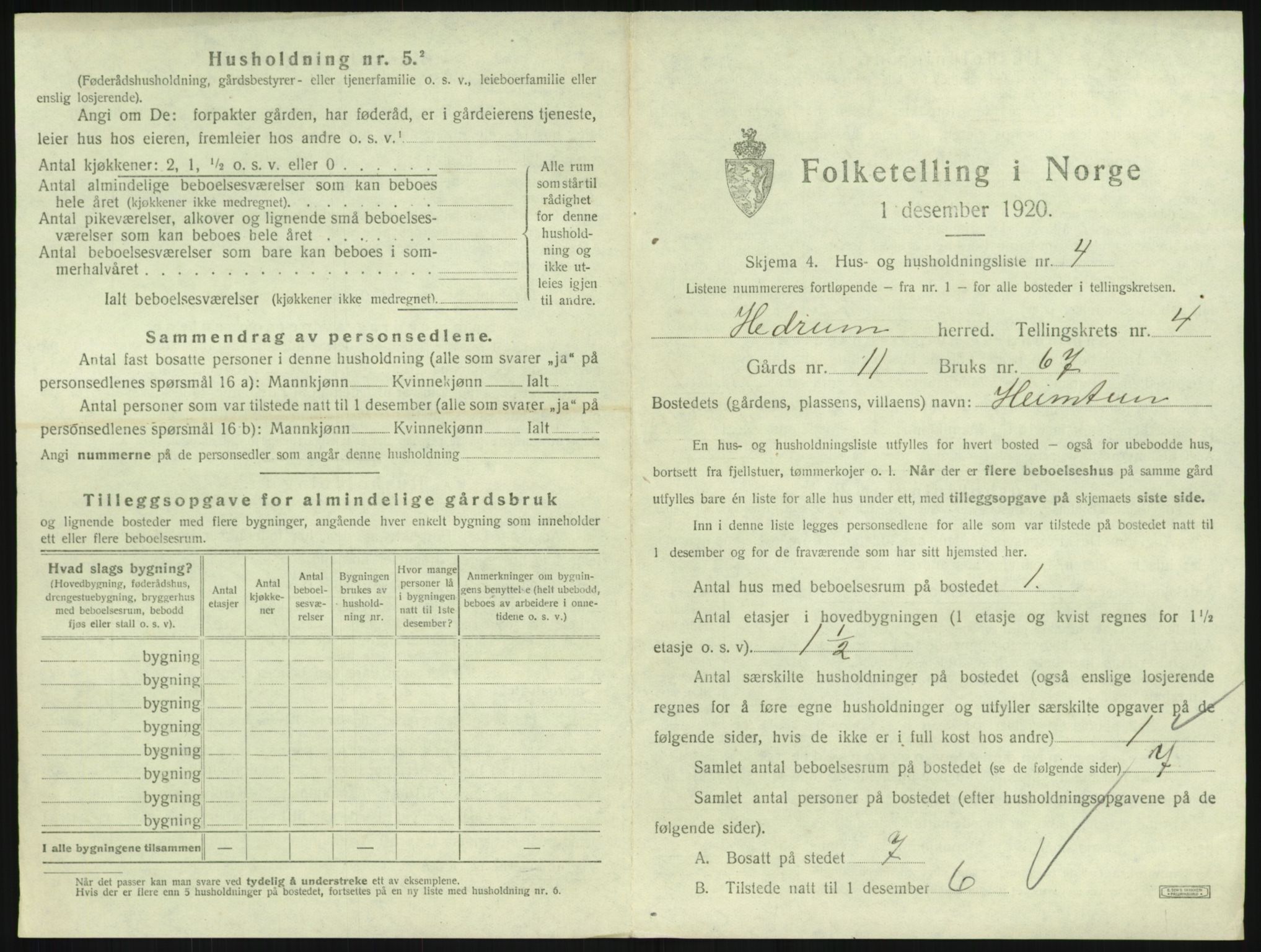 SAKO, 1920 census for Hedrum, 1920, p. 363