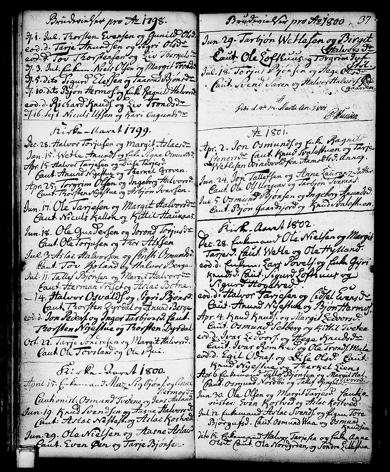 Vinje kirkebøker, AV/SAKO-A-312/F/Fa/L0002: Parish register (official) no. I 2, 1767-1814, p. 37