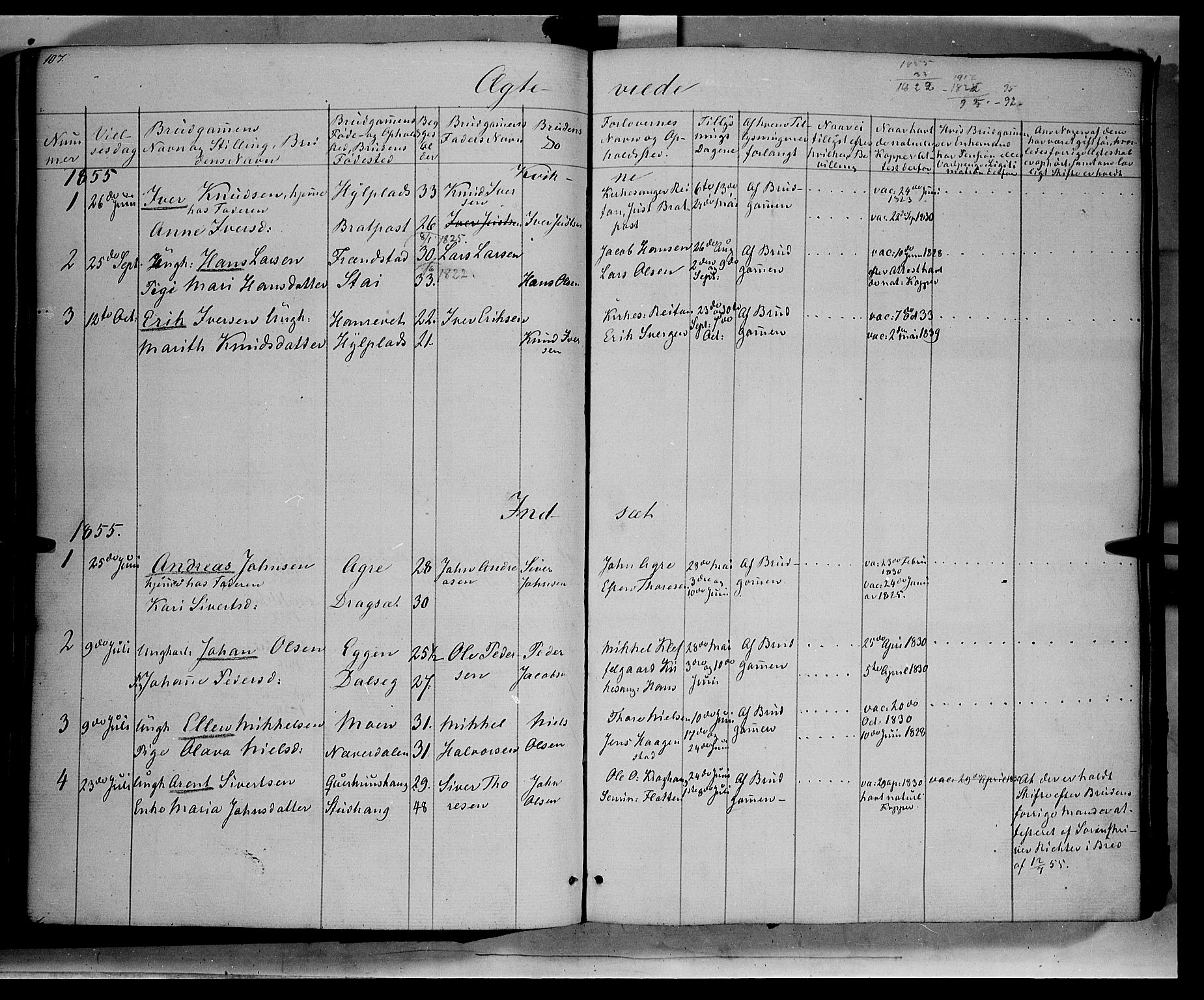 Kvikne prestekontor, SAH/PREST-064/H/Ha/Haa/L0005: Parish register (official) no. 5, 1841-1862, p. 107
