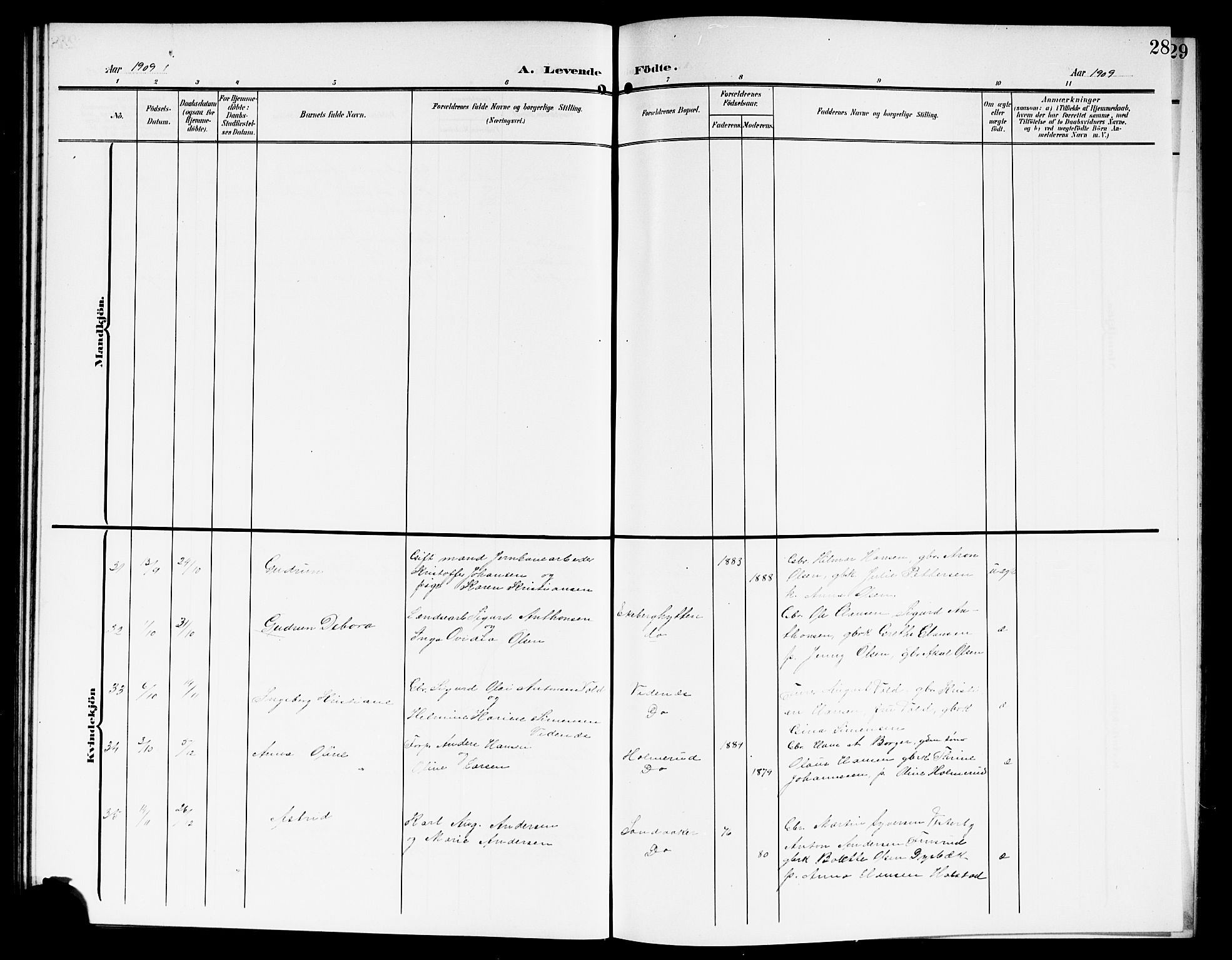 Skiptvet prestekontor Kirkebøker, SAO/A-20009/G/Ga/L0002: Parish register (copy) no. 2, 1905-1915, p. 28