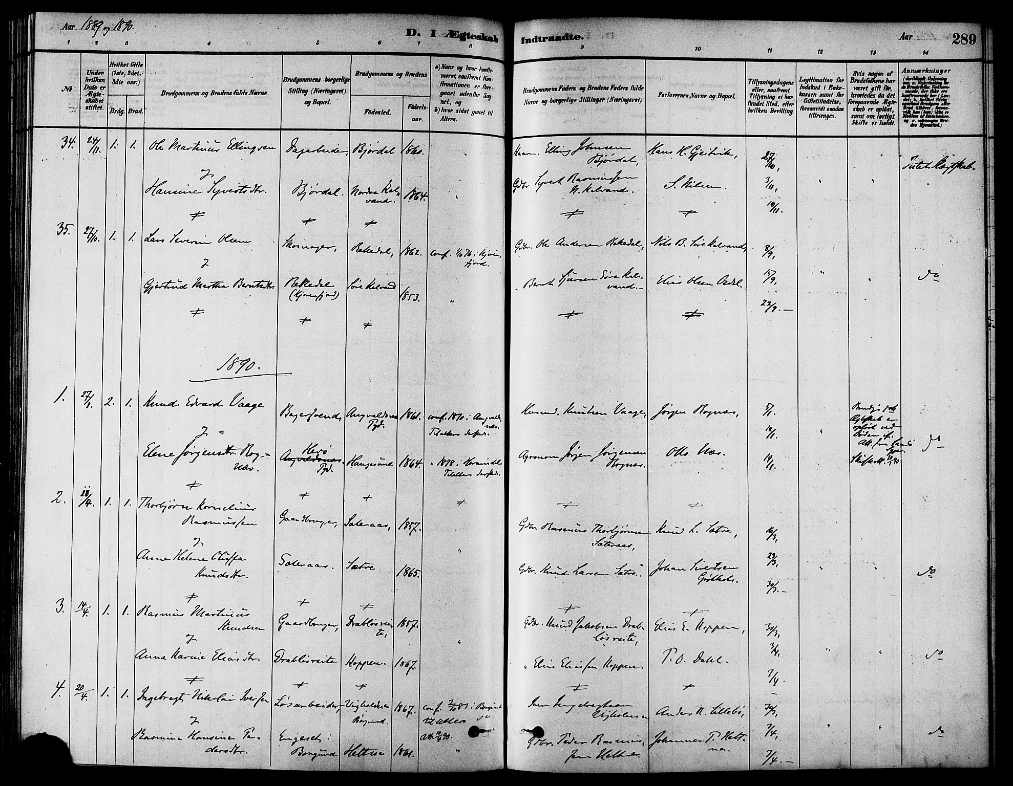 Ministerialprotokoller, klokkerbøker og fødselsregistre - Møre og Romsdal, AV/SAT-A-1454/511/L0141: Parish register (official) no. 511A08, 1878-1890, p. 289