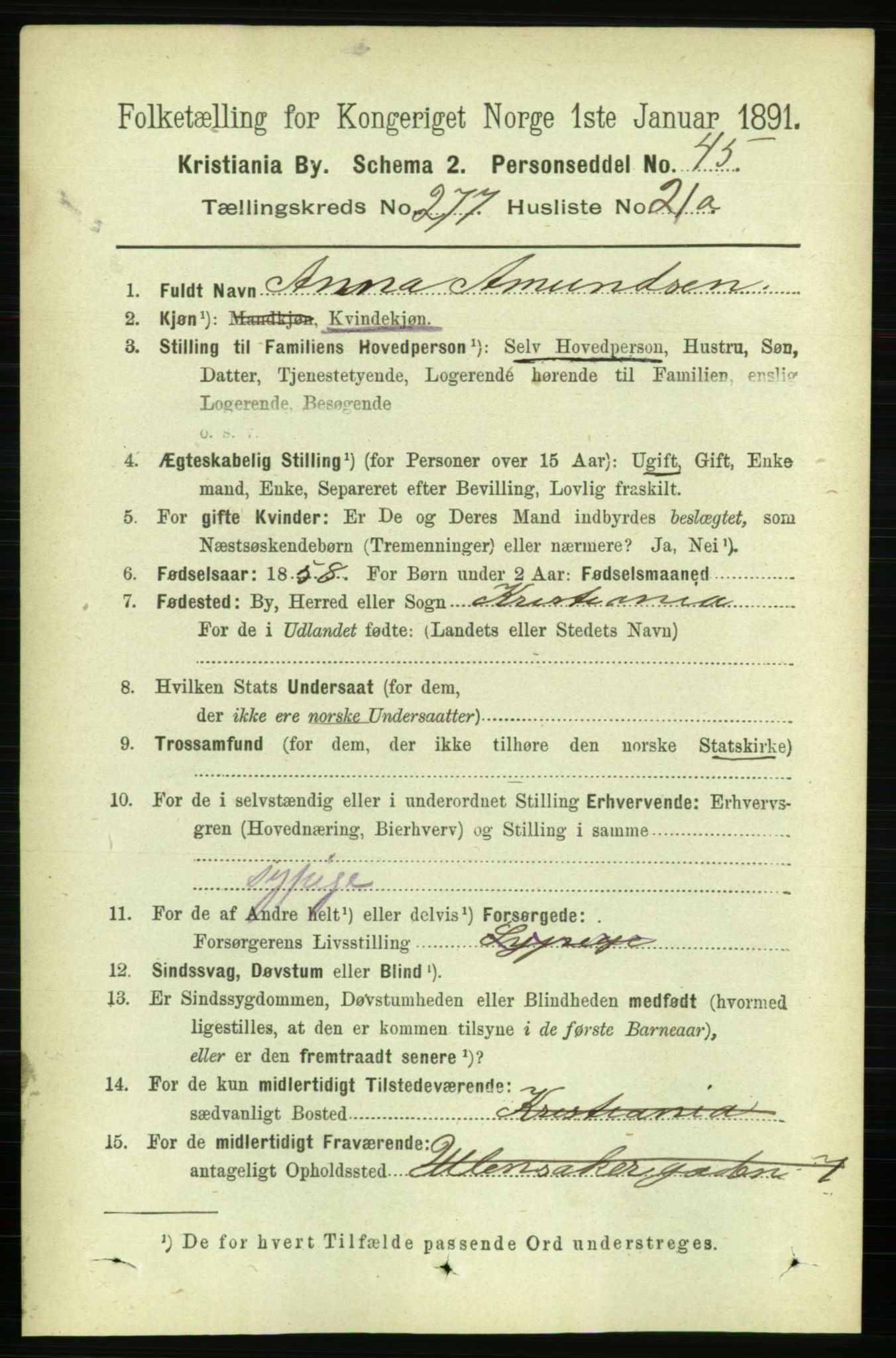 RA, 1891 census for 0301 Kristiania, 1891, p. 168578