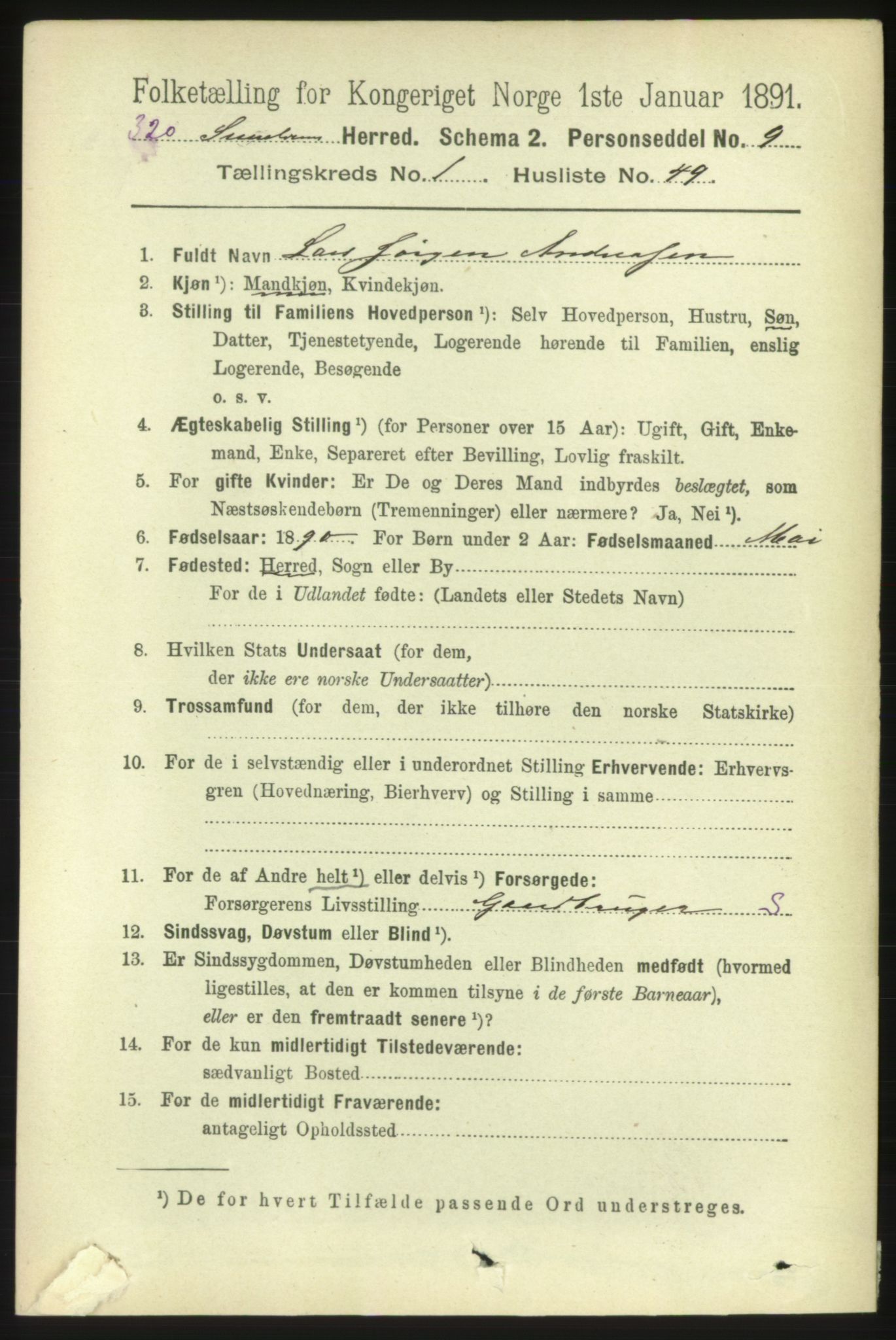 RA, 1891 census for 1523 Sunnylven, 1891, p. 348