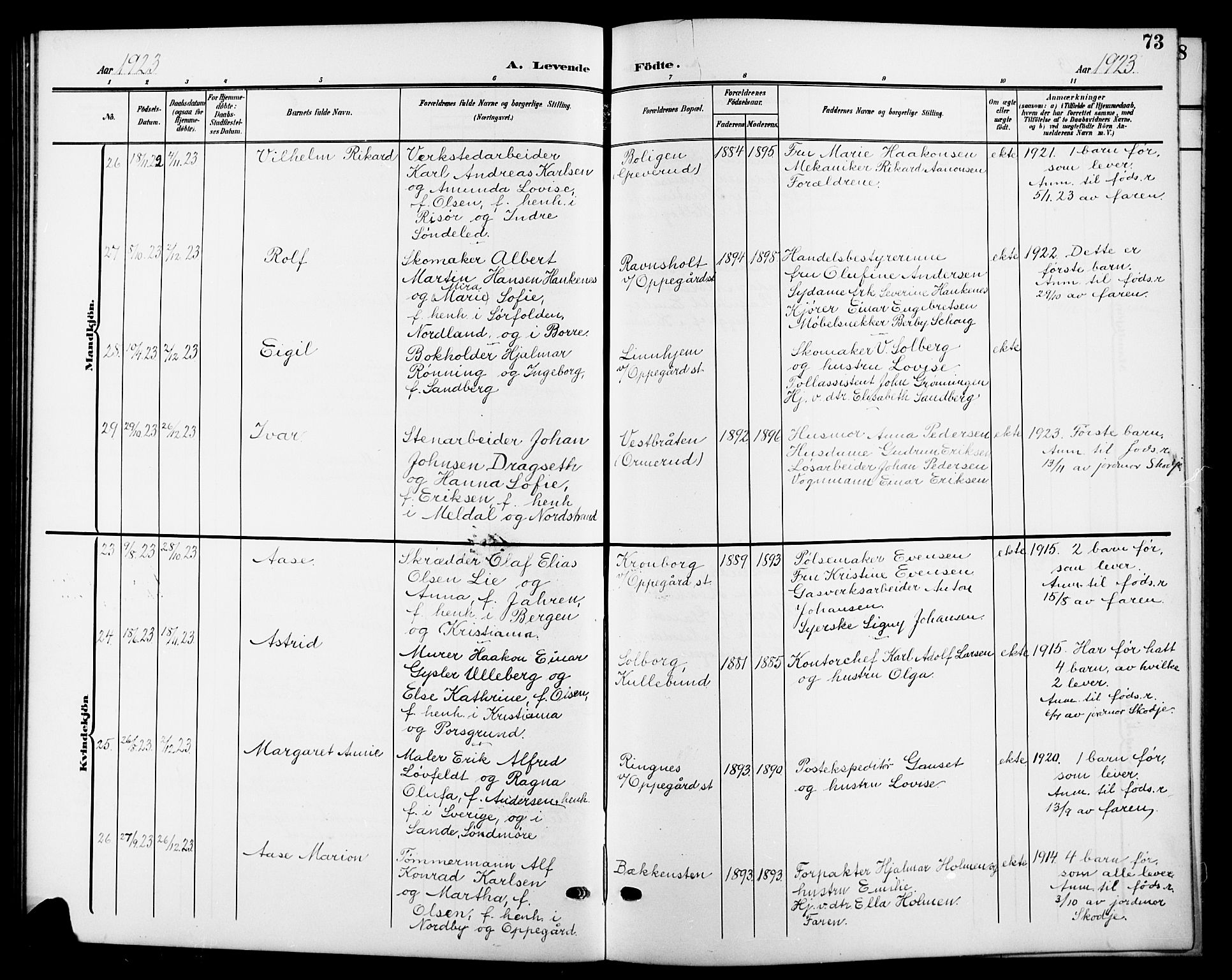 Nesodden prestekontor Kirkebøker, AV/SAO-A-10013/G/Gb/L0001: Parish register (copy) no. II 1, 1905-1924, p. 73