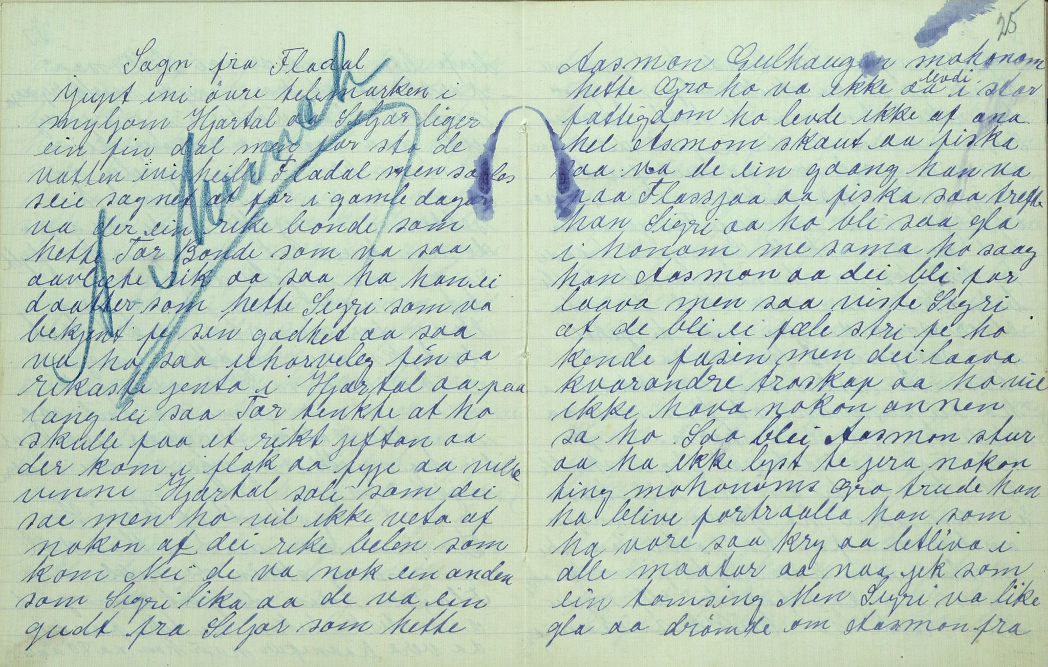 Rikard Berge, TEMU/TGM-A-1003/F/L0007/0024: 251-299 / 274 Uppskriftir av Gunhild Kivle. Viser, segner, eventyr, 1915, p. 24-25