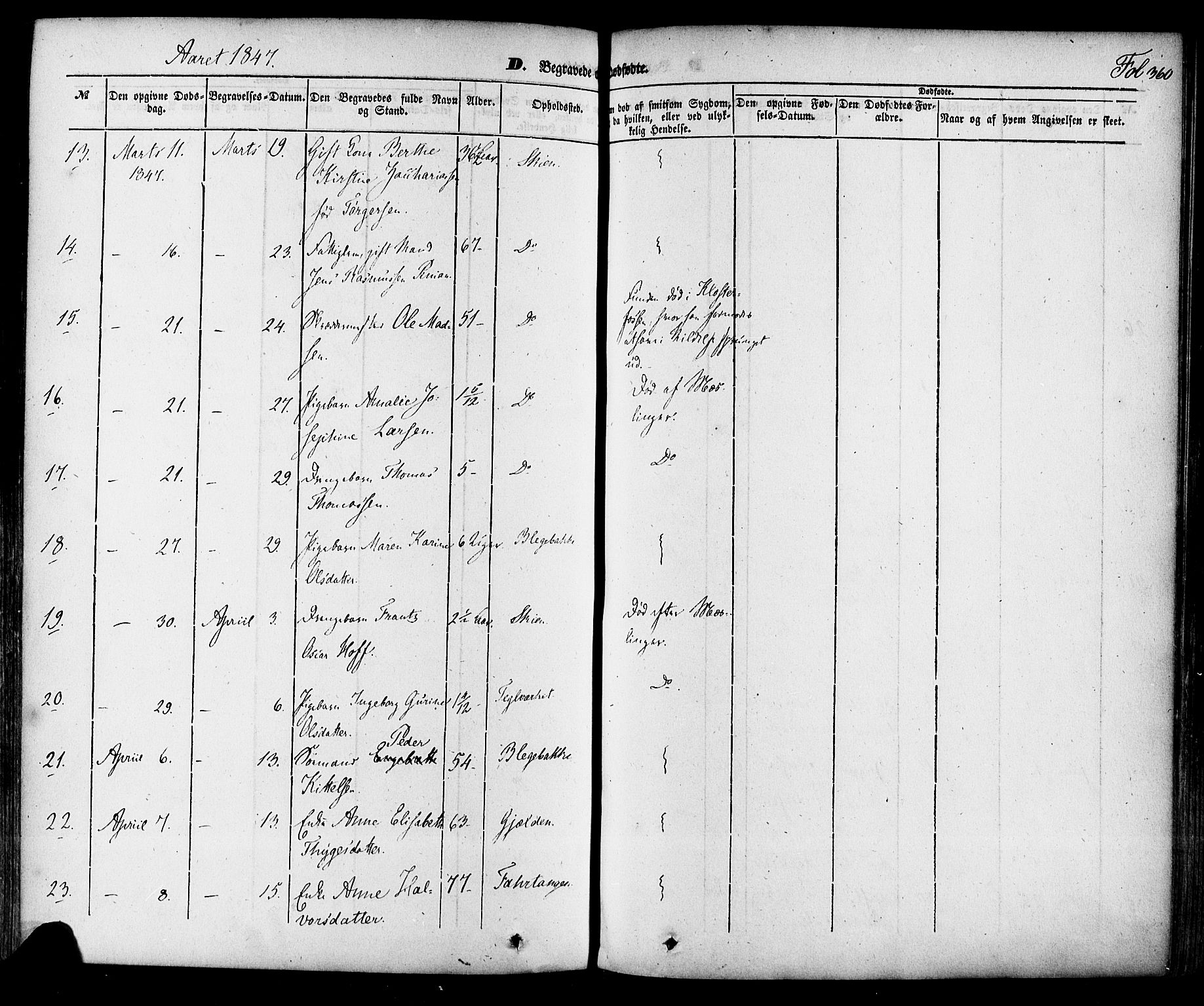 Skien kirkebøker, AV/SAKO-A-302/F/Fa/L0006a: Parish register (official) no. 6A, 1843-1856, p. 360