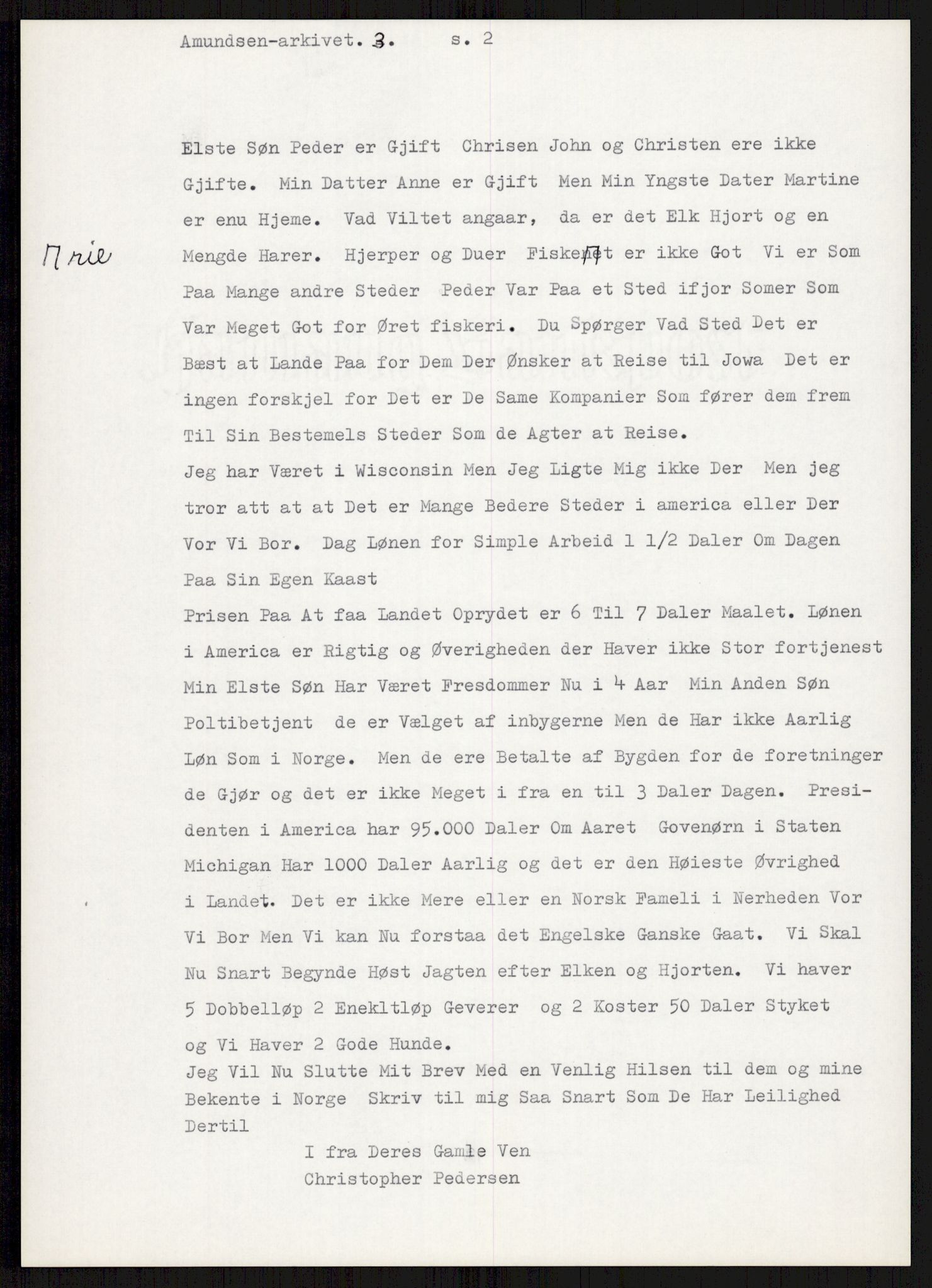 Samlinger til kildeutgivelse, Amerikabrevene, AV/RA-EA-4057/F/L0004: Innlån fra Akershus: Amundsenarkivet - Breen, 1838-1914, p. 43