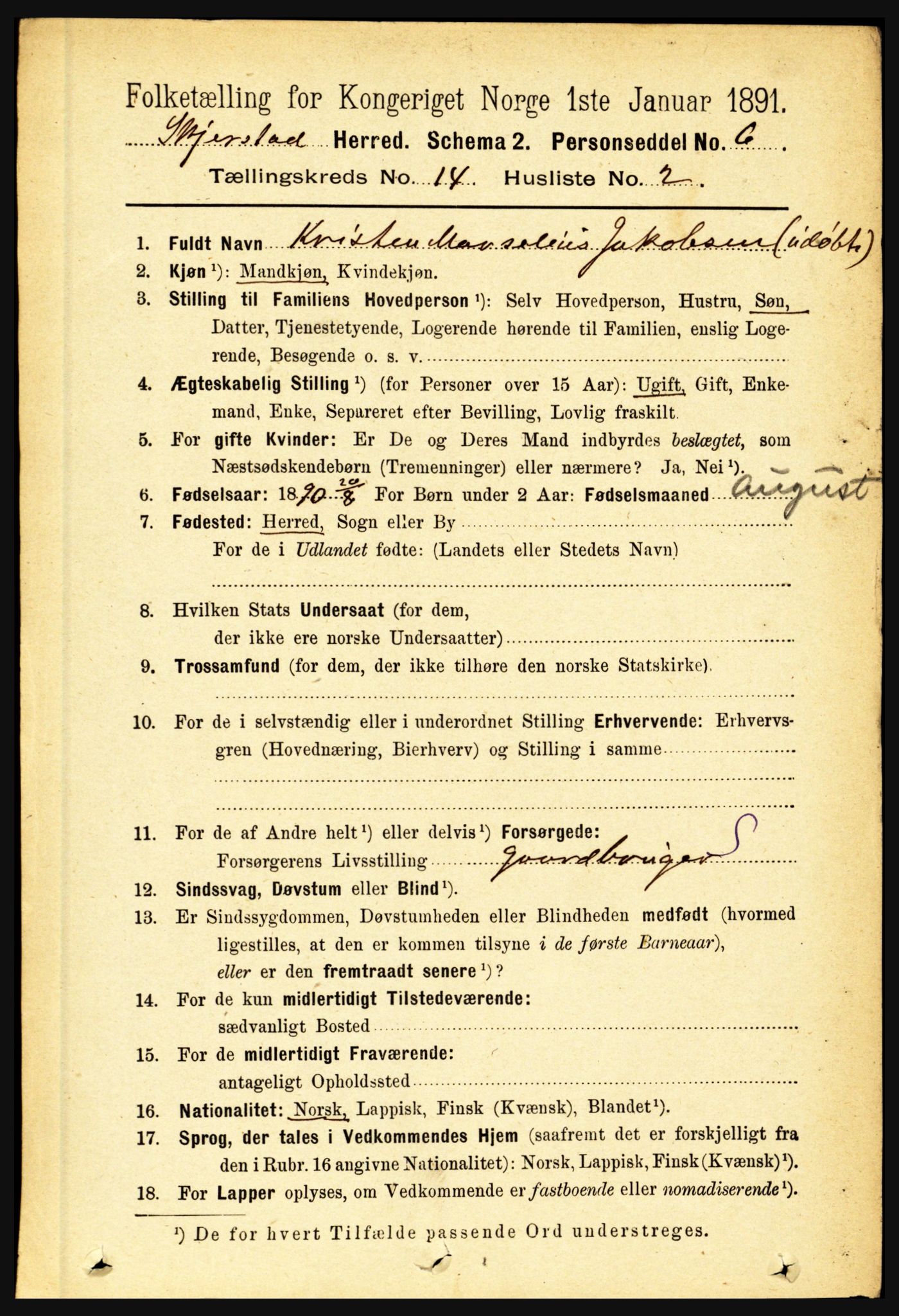 RA, 1891 census for 1842 Skjerstad, 1891, p. 5032