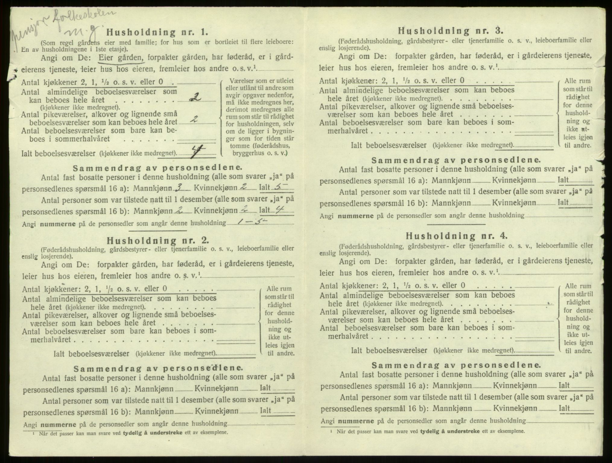 SAB, 1920 census for Aurland, 1920, p. 197