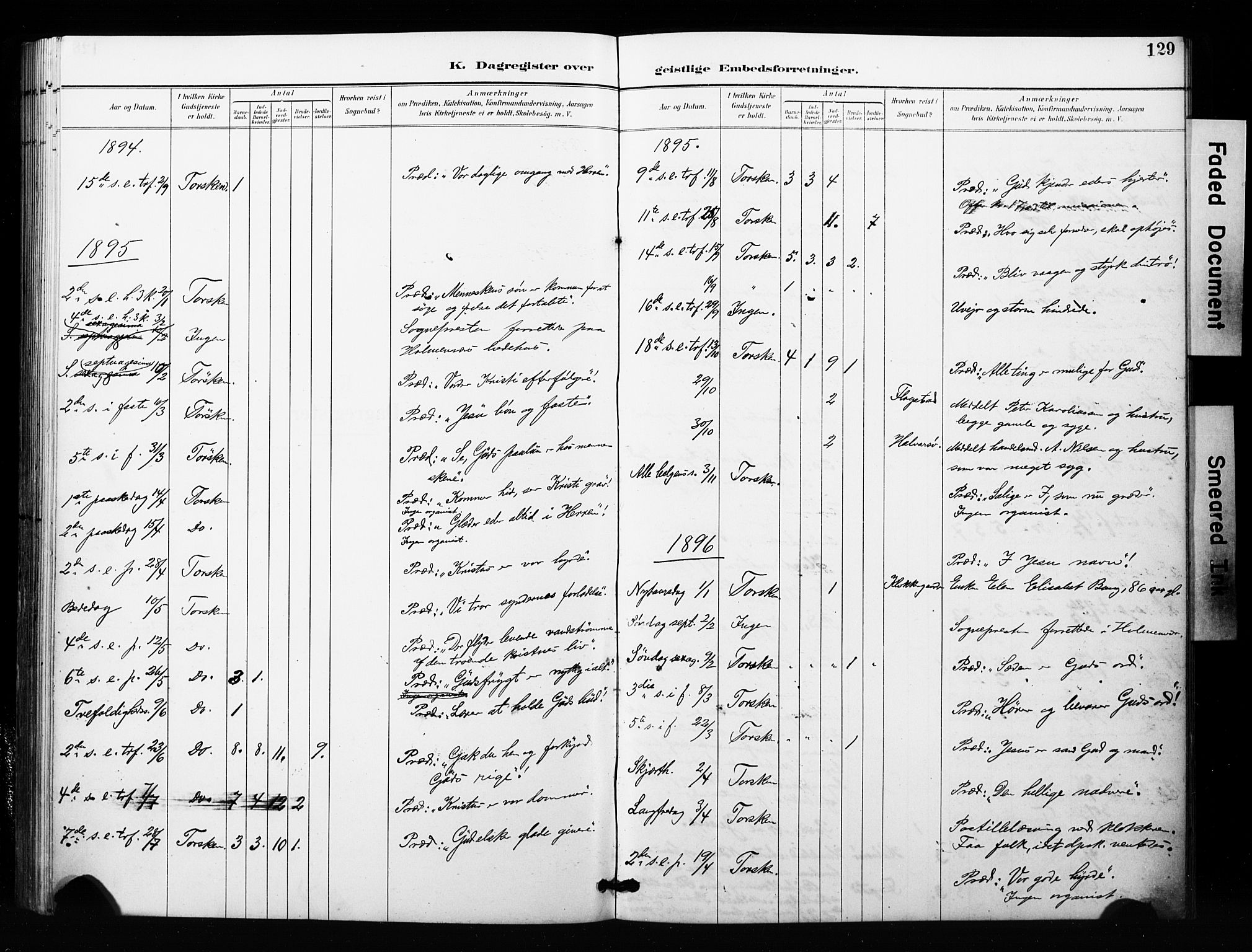 Berg sokneprestkontor, SATØ/S-1318/G/Ga/Gaa/L0006kirke: Parish register (official) no. 6, 1894-1904, p. 129