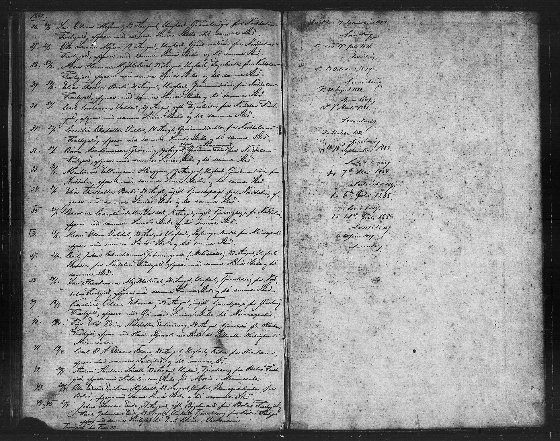 Sunnmøre politikammer, AV/SAT-A-1864/1/35/L0001/0001: Emigrant- og passprotokoll / Emigranter, 1878-1887
