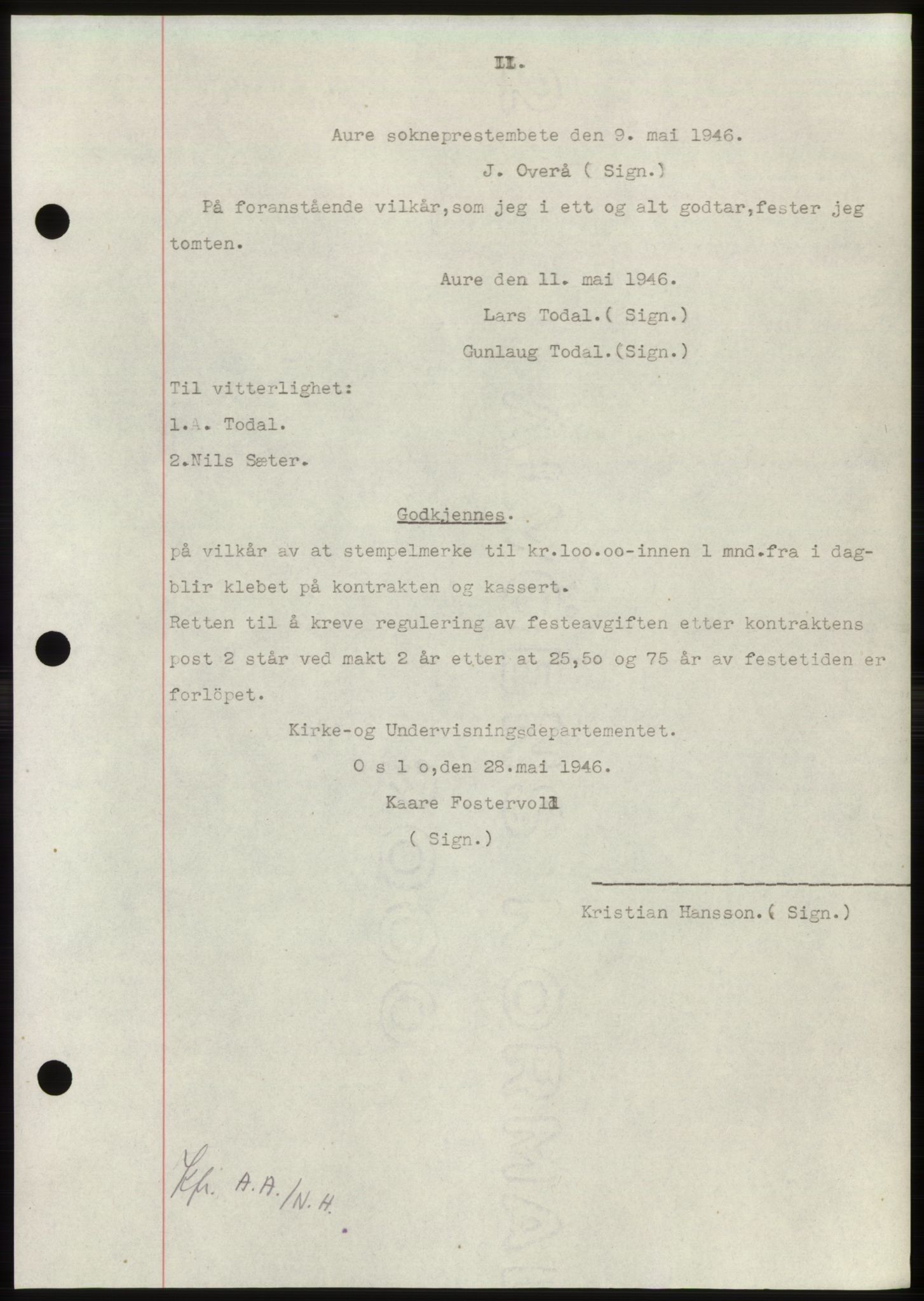 Nordmøre sorenskriveri, AV/SAT-A-4132/1/2/2Ca: Mortgage book no. B94, 1946-1946, Diary no: : 1059/1946