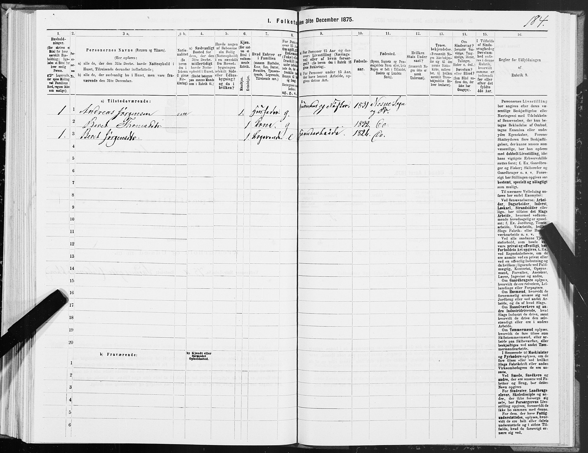 SAT, 1875 census for 1828P Nesna, 1875, p. 1184