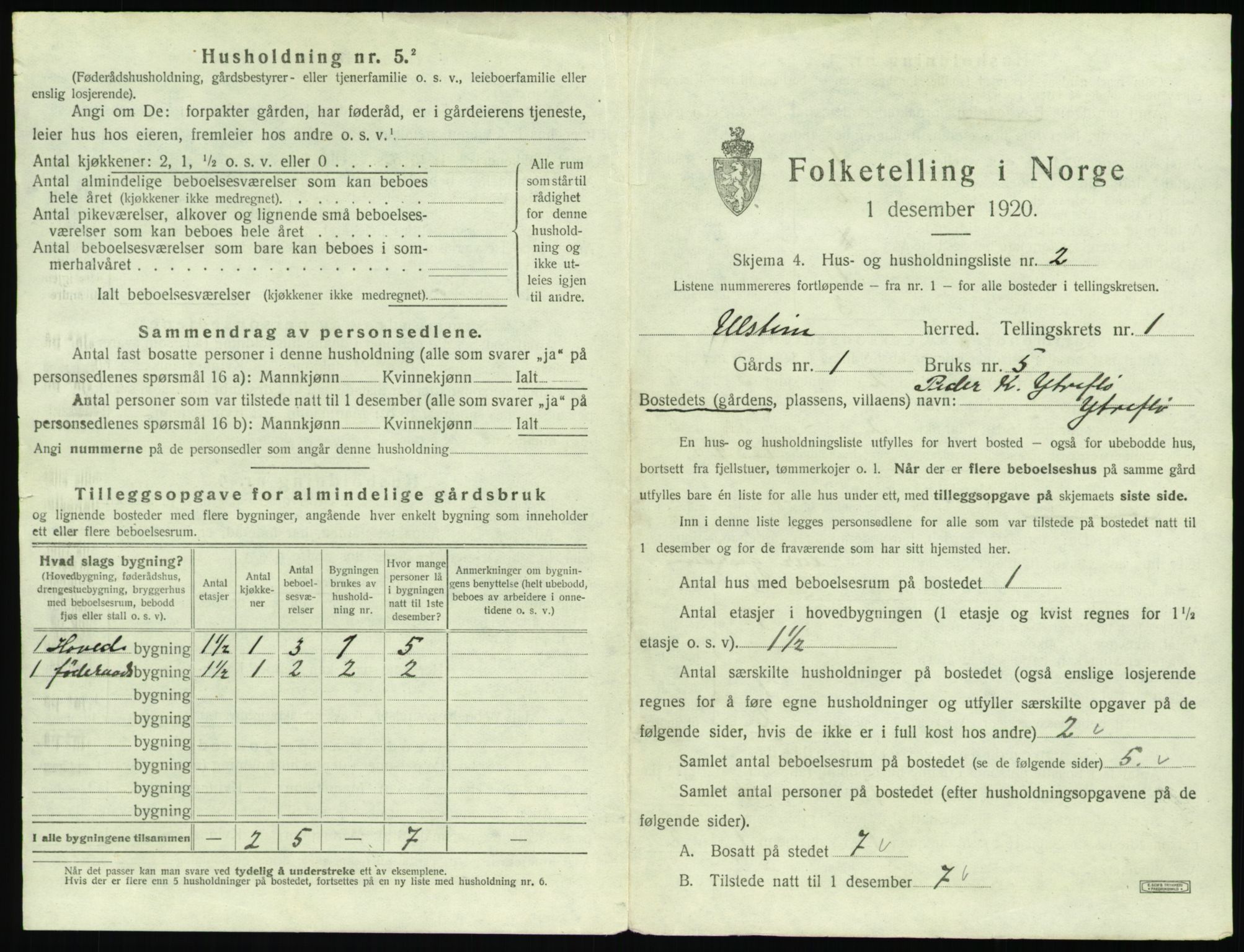 SAT, 1920 census for Ulstein, 1920, p. 50