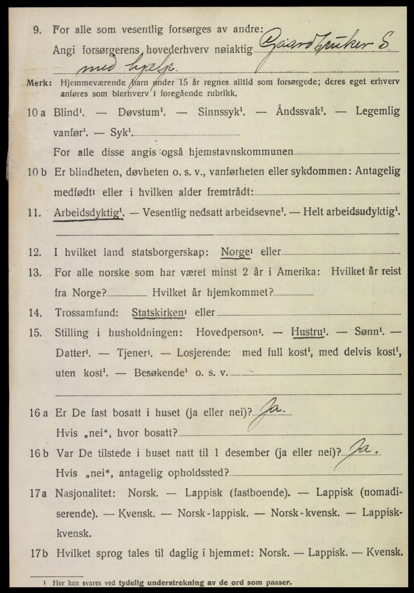 SAT, 1920 census for Grong, 1920, p. 1418
