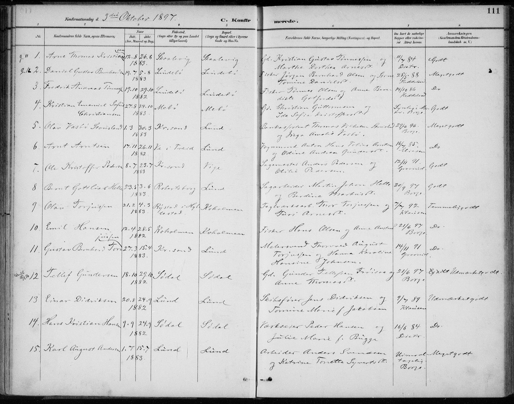 Oddernes sokneprestkontor, AV/SAK-1111-0033/F/Fa/Faa/L0010: Parish register (official) no. A 10, 1897-1911, p. 111