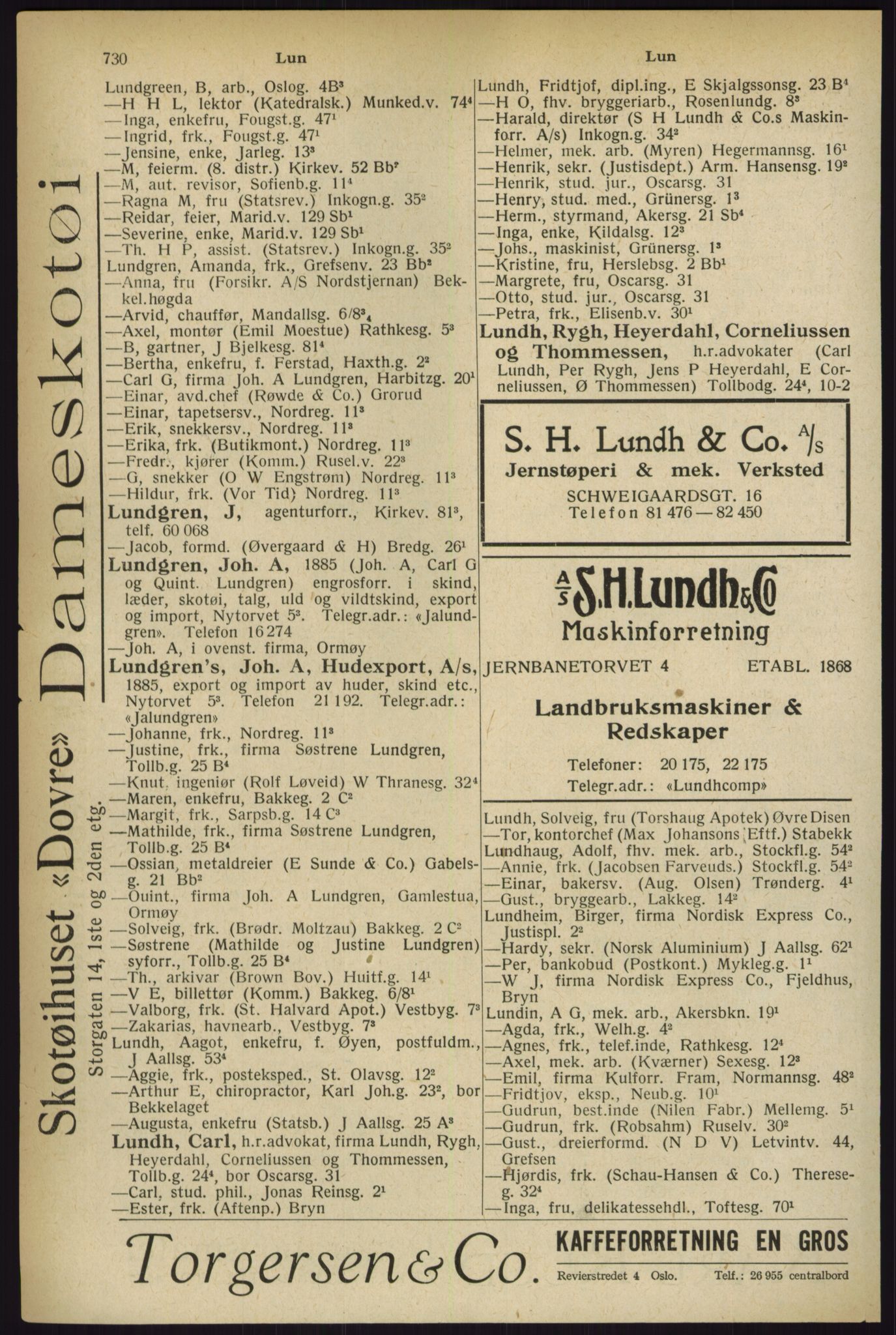 Kristiania/Oslo adressebok, PUBL/-, 1927, p. 730